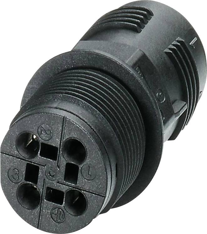 Un gros plan d'un connecteur électrique multibroches à quatre socles, utilisé pour transmettre des signaux dans des dispositifs électroniques.