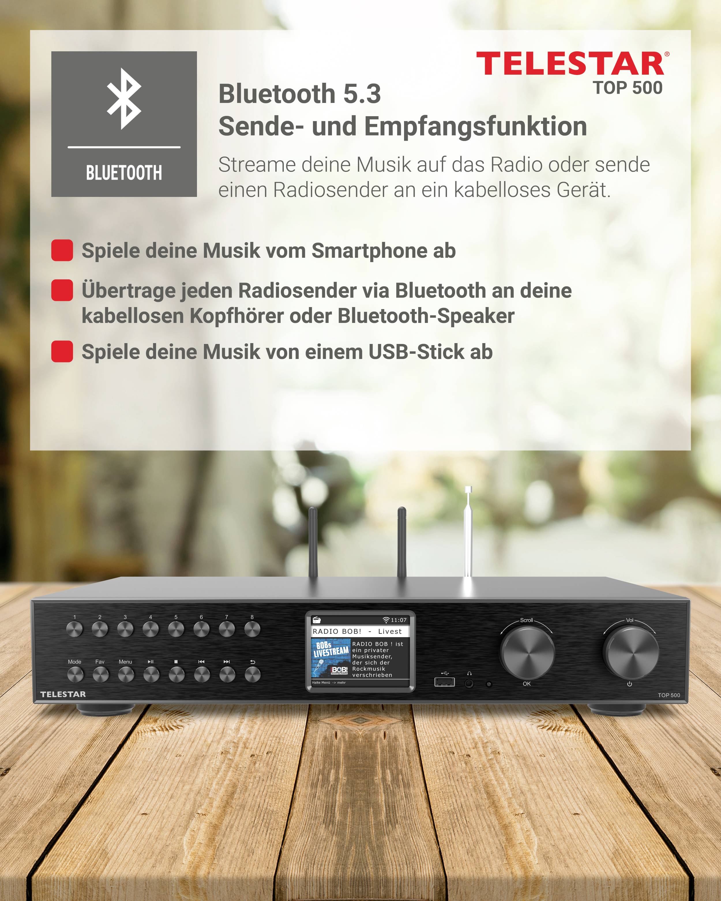 Telestar TOP 500 Schwarz Tuner Hi-Fi noir