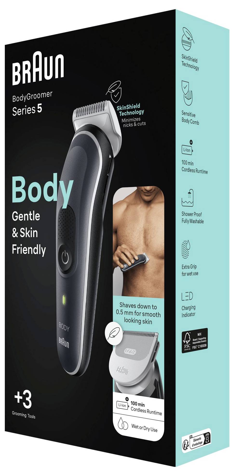 Braun BG5340 Tondeuse corps noir, argent