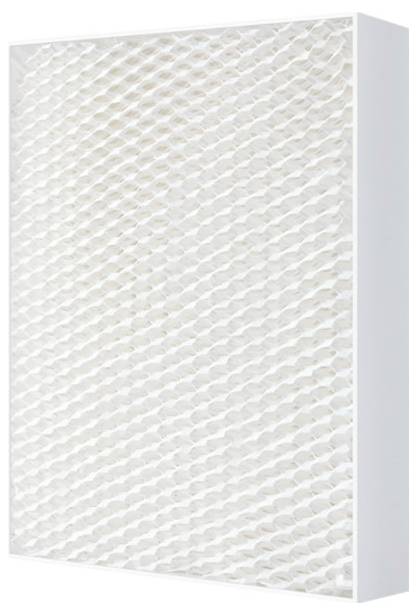 Un filtre à air rectangulaire blanc avec un motif plissé occupe toute l'image.