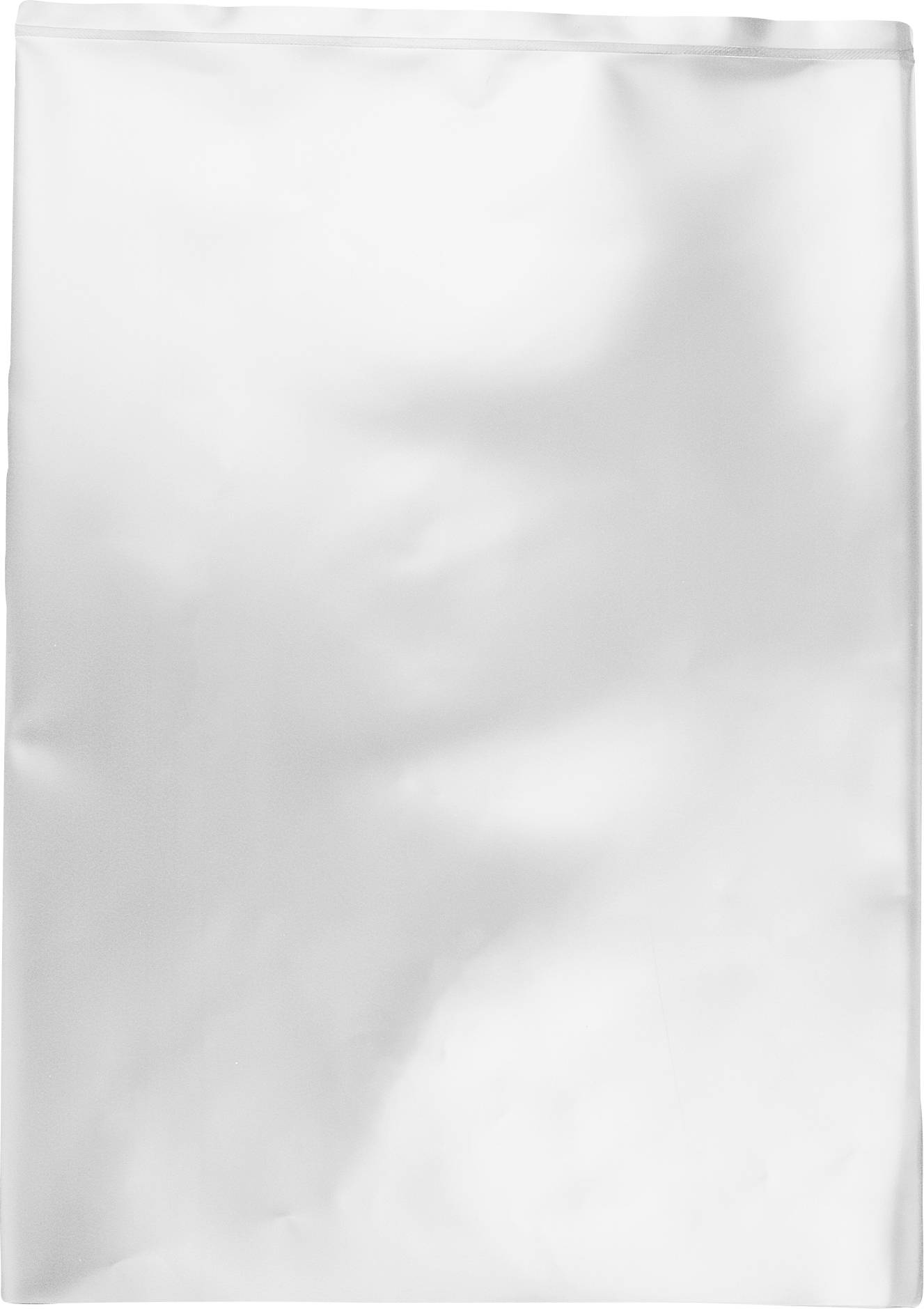 Une pochette refermable en aluminium argenté uni, droite, à surface brillante, couramment utilisée pour l'emballage alimentaire ou d'autres produits.