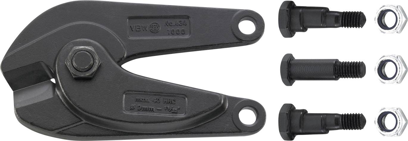 Hydraulische Crimpwerkzeug-Backe mit drei Schrauben und Muttern, verwendet zum Befestigen und Justieren des Werkzeugs für Kabelcrimpaufgaben.