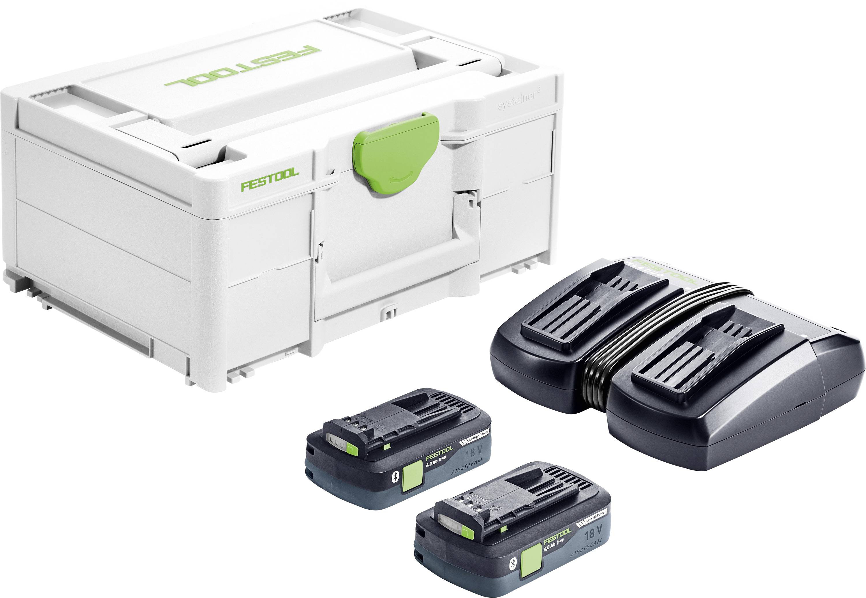 Festool SYS 18V 2x4,0/TCL 6 DUO Kit d'énergie 577109 + 2 batteries, + chargeur