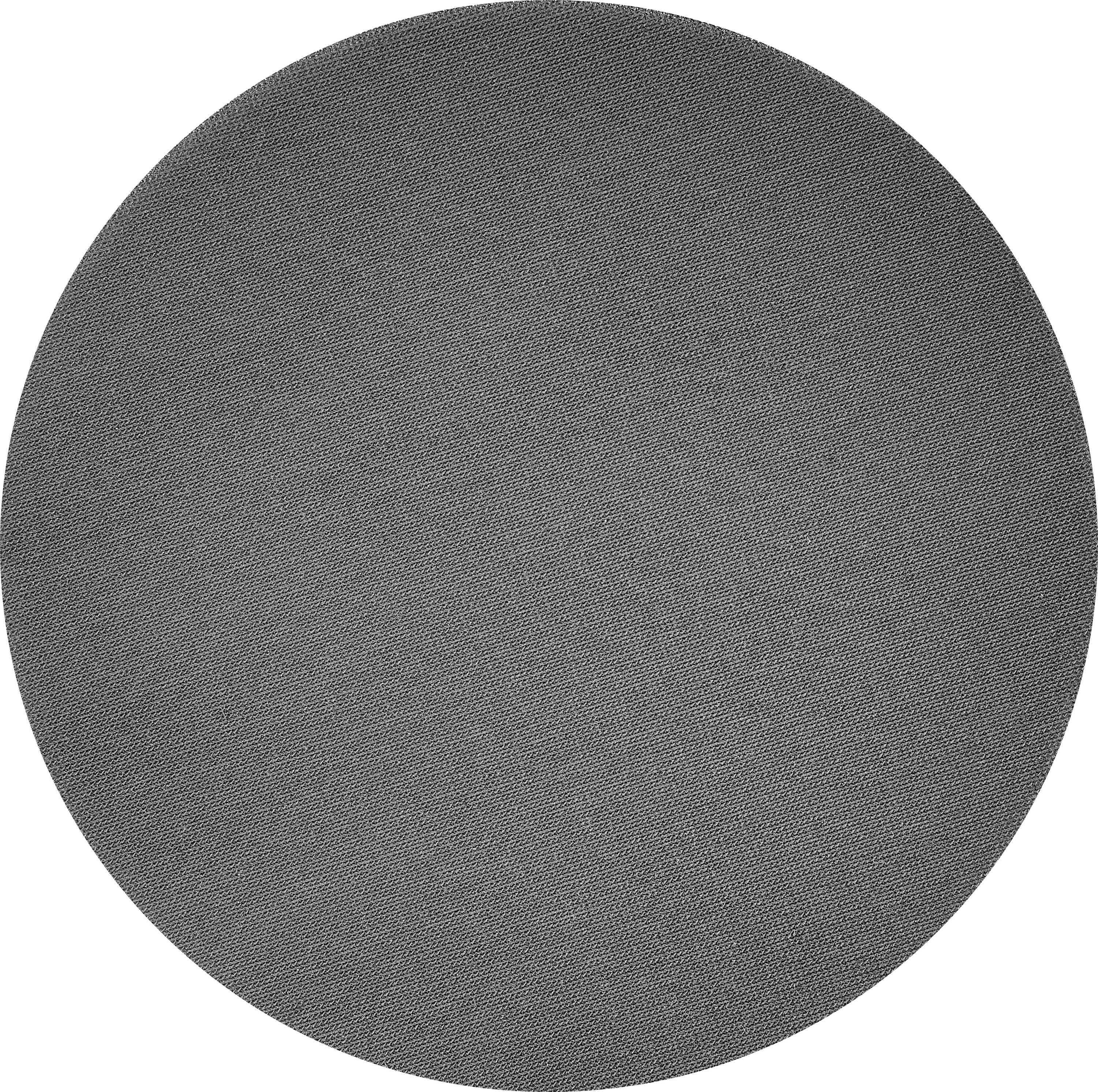 Une texture circulaire grise, ressemblant à un tissage de tissu en gros plan, remplit toute l'image.