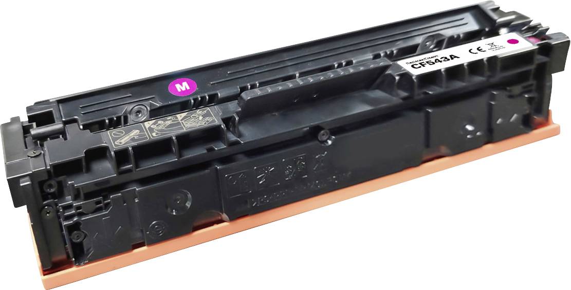 Cartouche de toner d'imprimante magenta étiquetée 'CF403A', convenant à l'utilisation dans les imprimantes nécessitant ce modèle pour l'impression couleur.