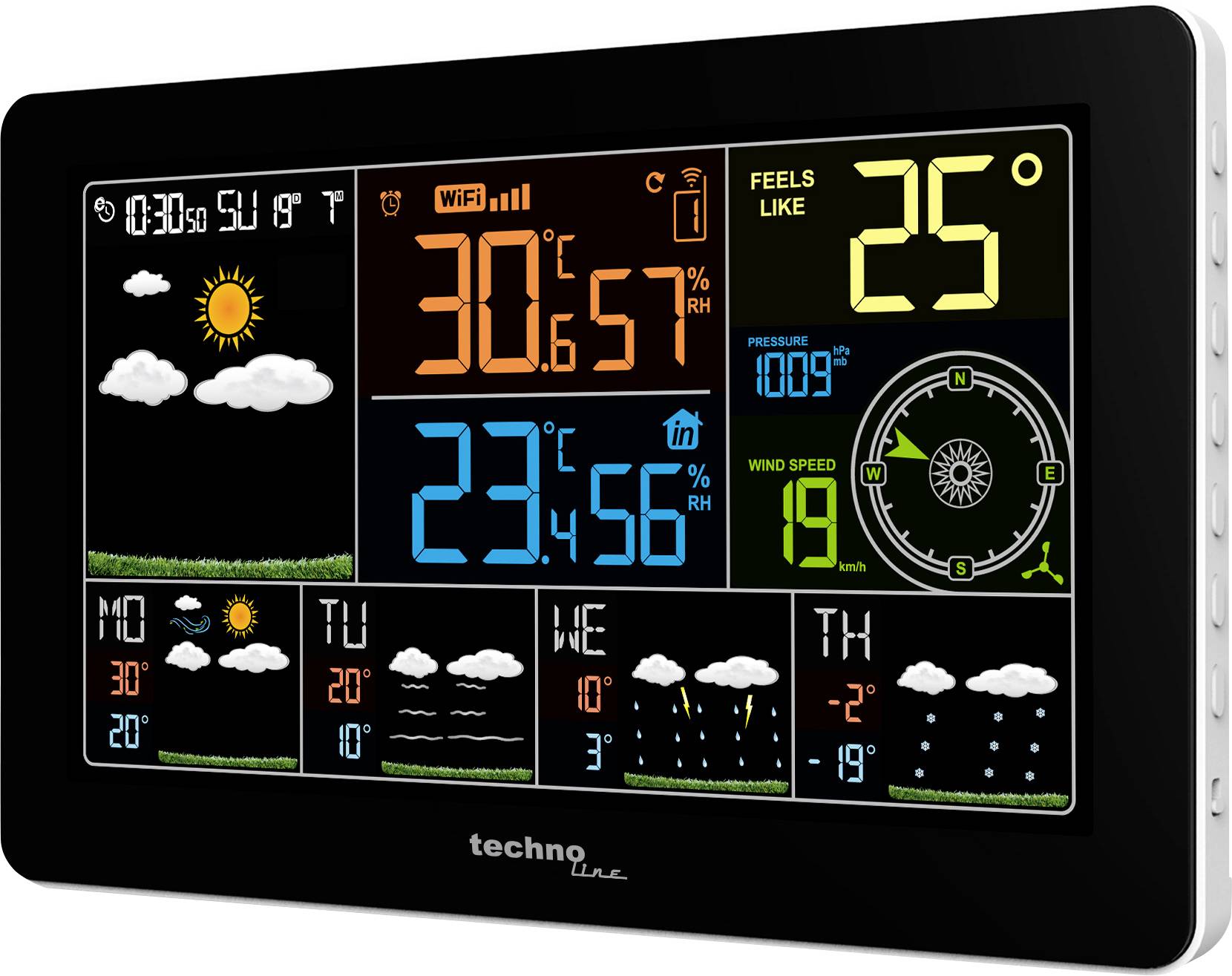 Techno Line WD2700 Wetterstation WD2700 Station météo connectée Prévisions météorologiques 4 jours Nombre de capteurs max. 3