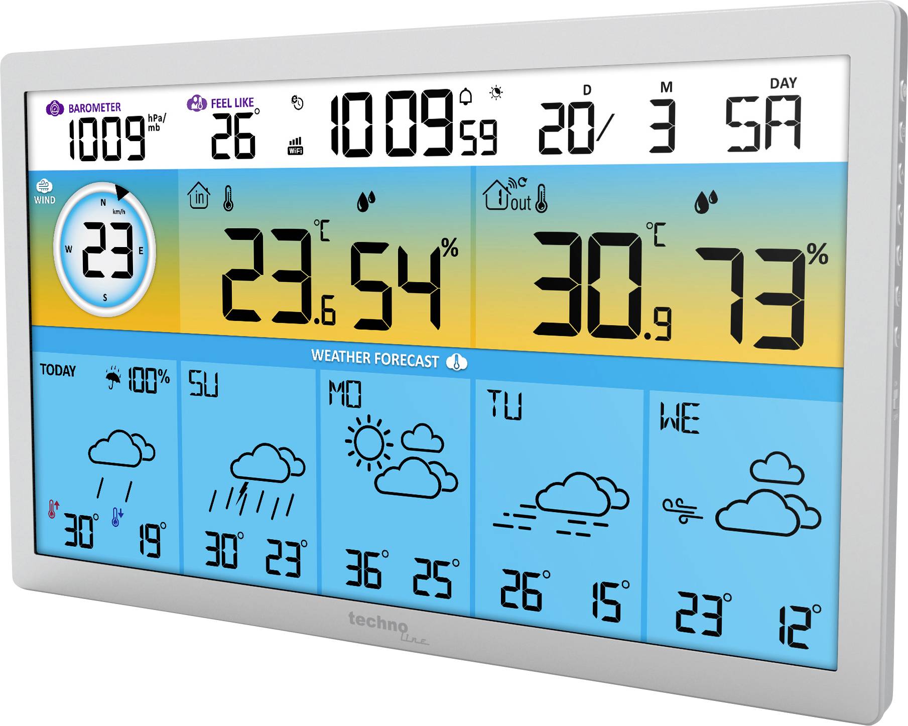 Techno Line WD2500 WD2500 Station météo radiopilotée Nombre de capteurs max. 3