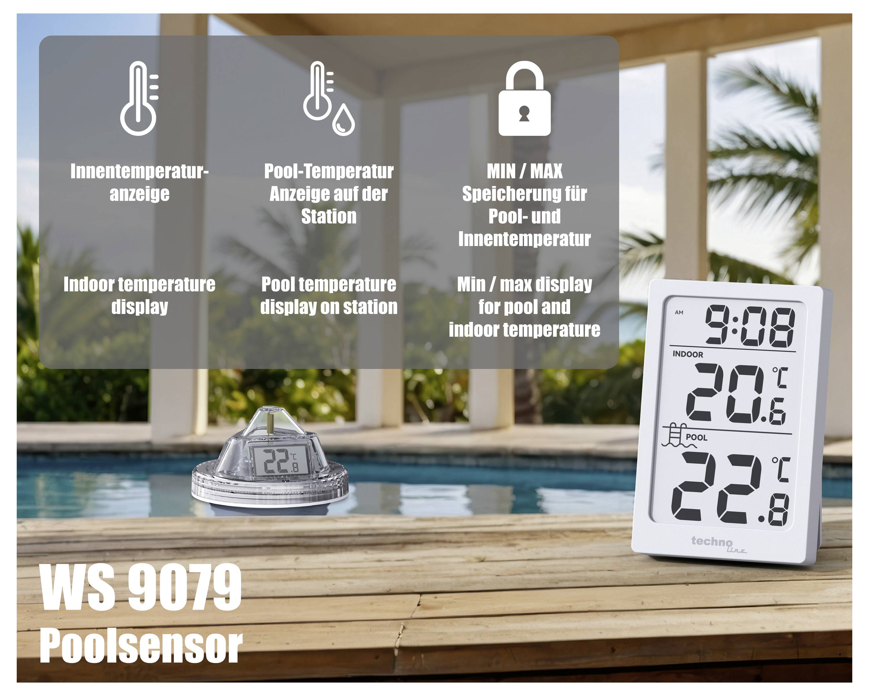 Techno Line Poolthermometer Thermomètre de piscine WS9079
