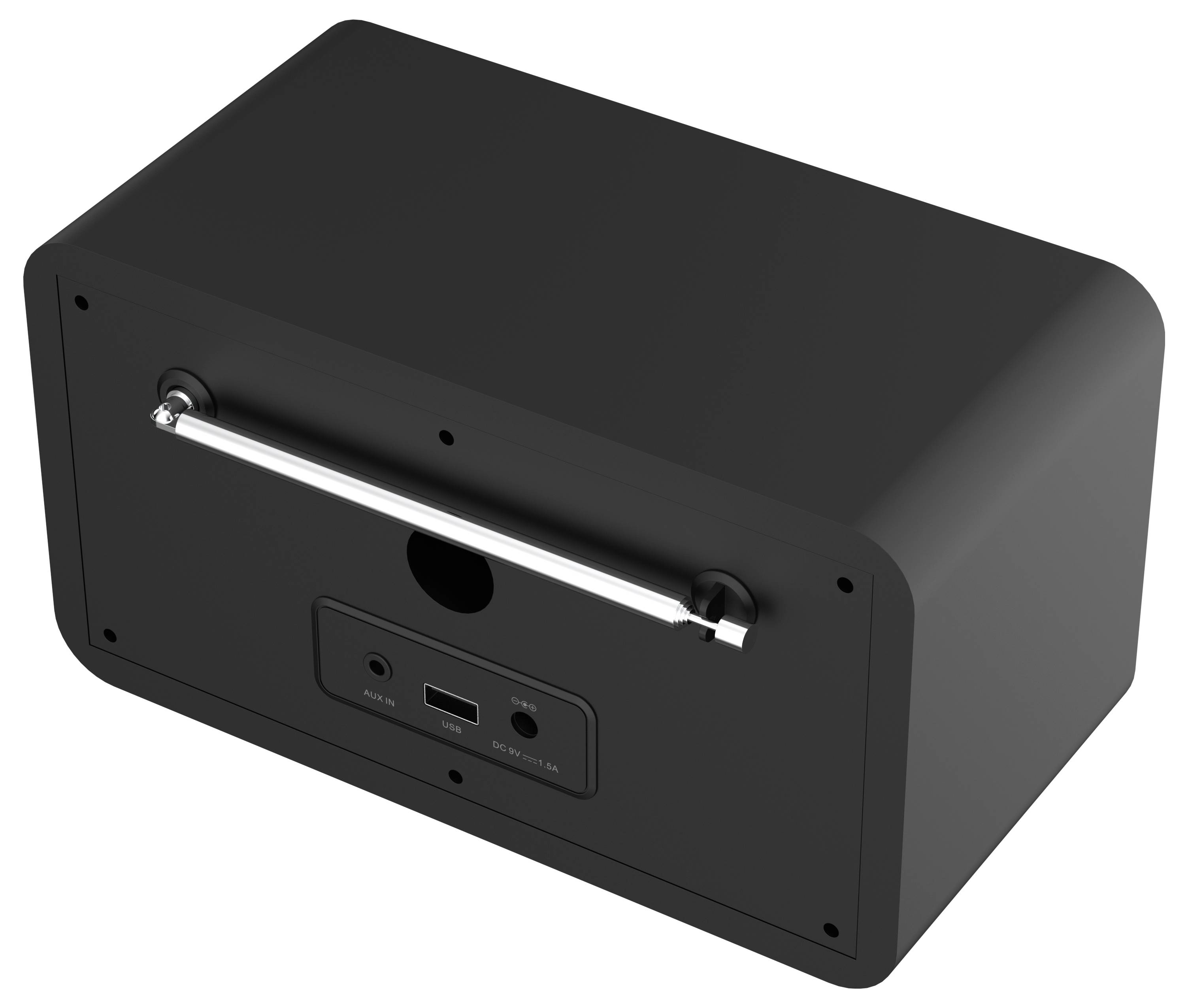 Un dispositif électronique rectangulaire noir avec un port USB, un indicateur LED et un bouton d'alimentation sur le panneau avant.