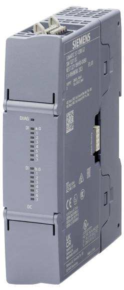 Contrôleur logique programmable 'Siemens SIMATIC S7-1200' de couleur grise, doté de voyants de diagnostic et de ports d'entrées/sorties numériques pour l'automatisation industrielle.