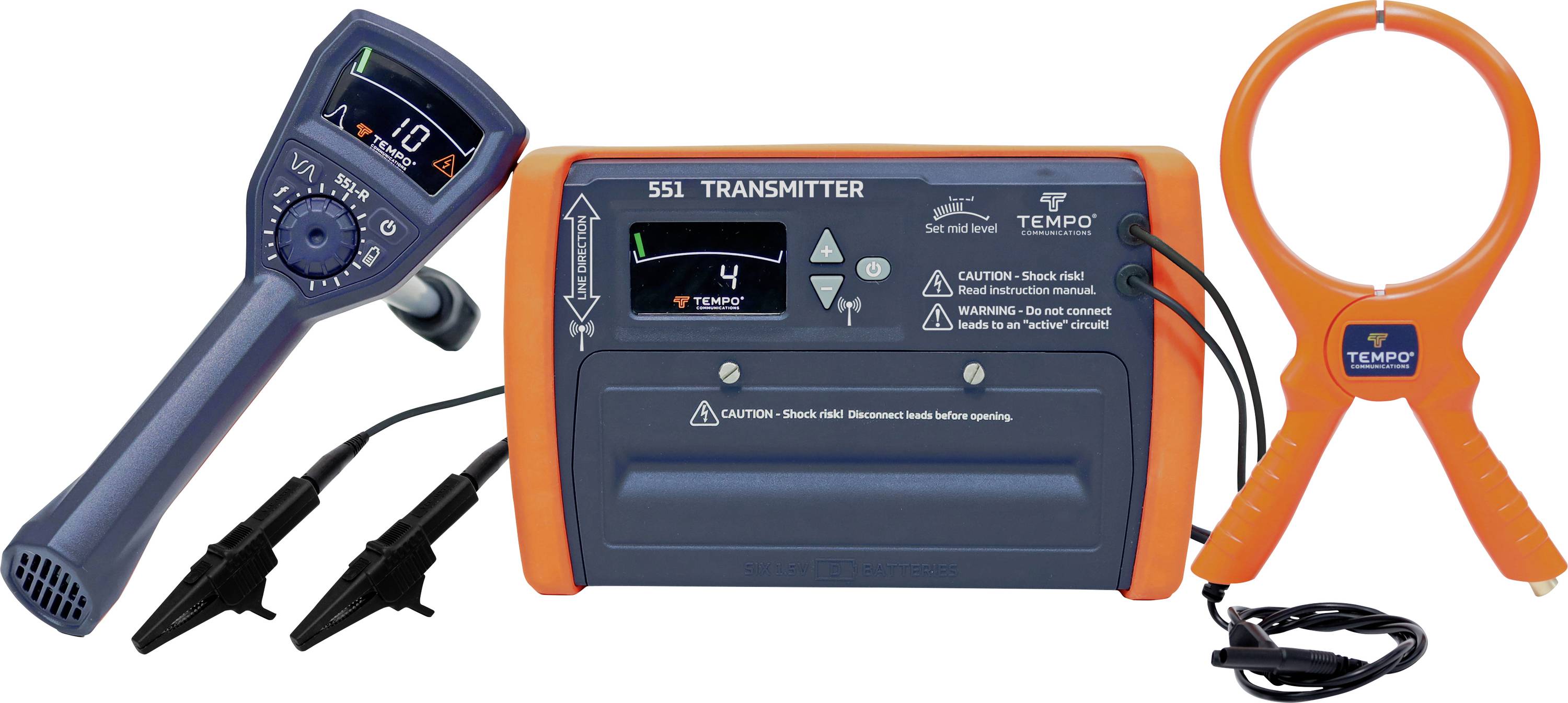 Un ensemble de détecteur de câbles comprenant un émetteur, un récepteur et une pince de signal, utilisé pour détecter et tracer des câbles souterrains.