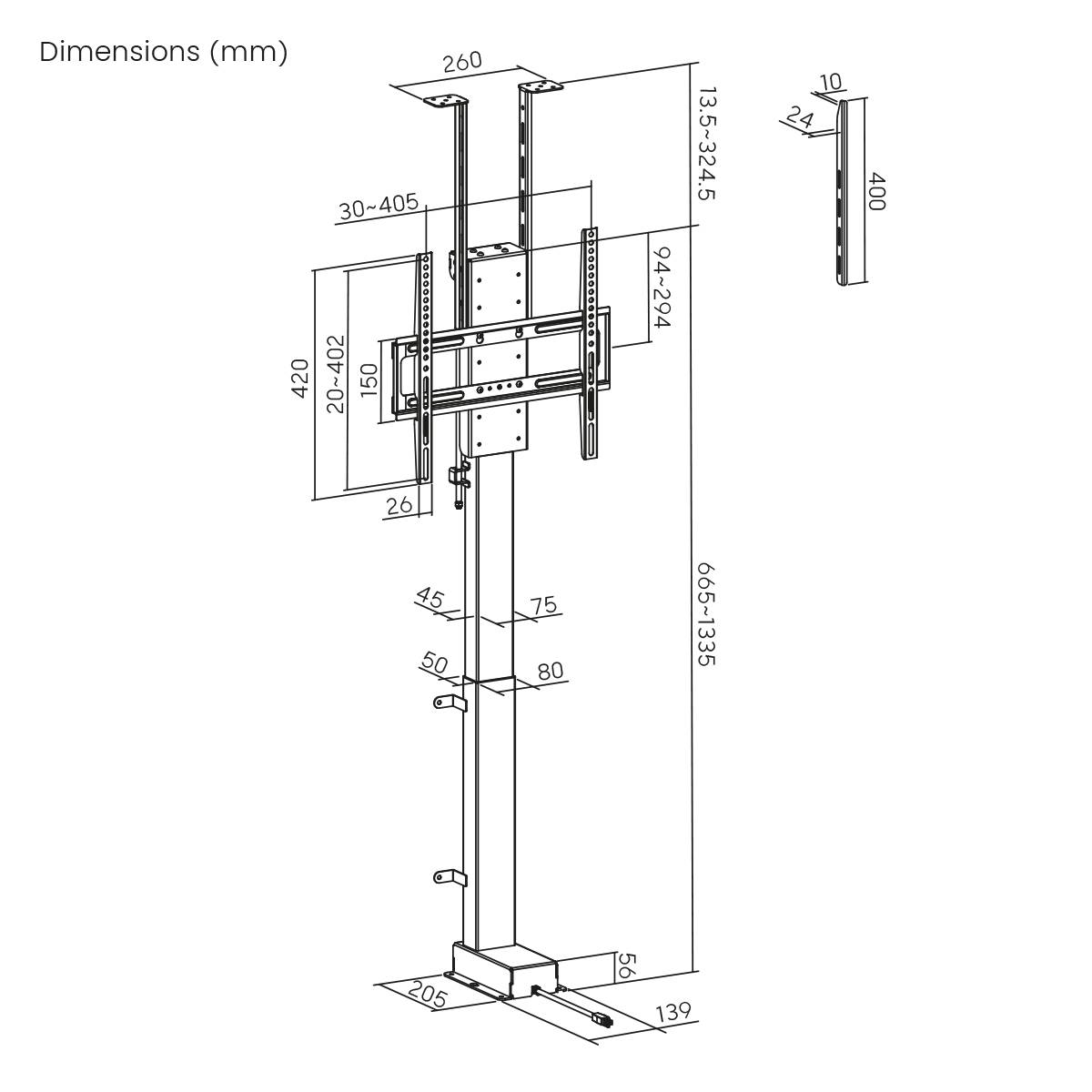 My Wall Support mural TV 81,3 cm (32") - 121,9 cm (48") commande par application, avec motorisation électrique