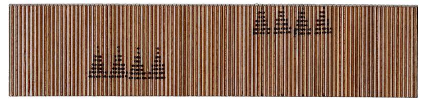 Un graphe de Reeb brun rectangulaire épars avec une distribution de points organisés en clusters cohésifs, montrant une structure et un flux interconnectés.