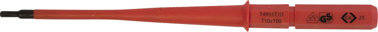 Sonde de test rouge isolée avec symboles d'avertissement de sécurité et texte « 1000 V, 10 A ».