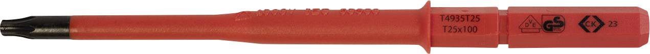 Une sonde de test électrique isolée rouge avec un embout noir, marquée de symboles de sécurité et de classifications de tension.