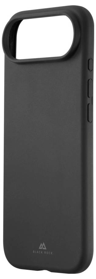 Un étui de téléphone noir avec un cache-objectif, doté d'échancrures pour les boutons sur le côté et un logo 'Black Rock' en bas.