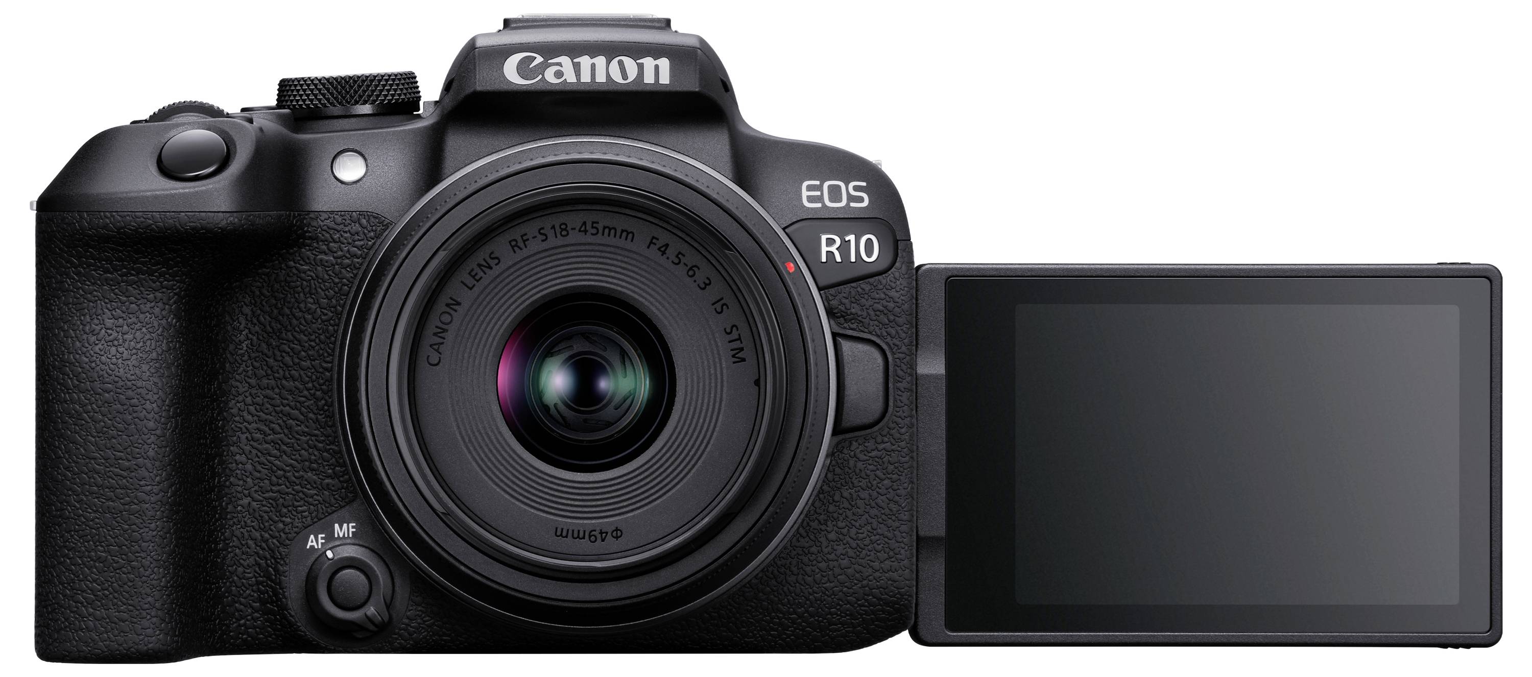 Canon EOS R10 + RF-S 18-45mm F4.5-6.3 IS STM Appareil photo reflex numérique avec RF-S 18-45 mm 24.2 Mill. pixel noir vidéo 4K