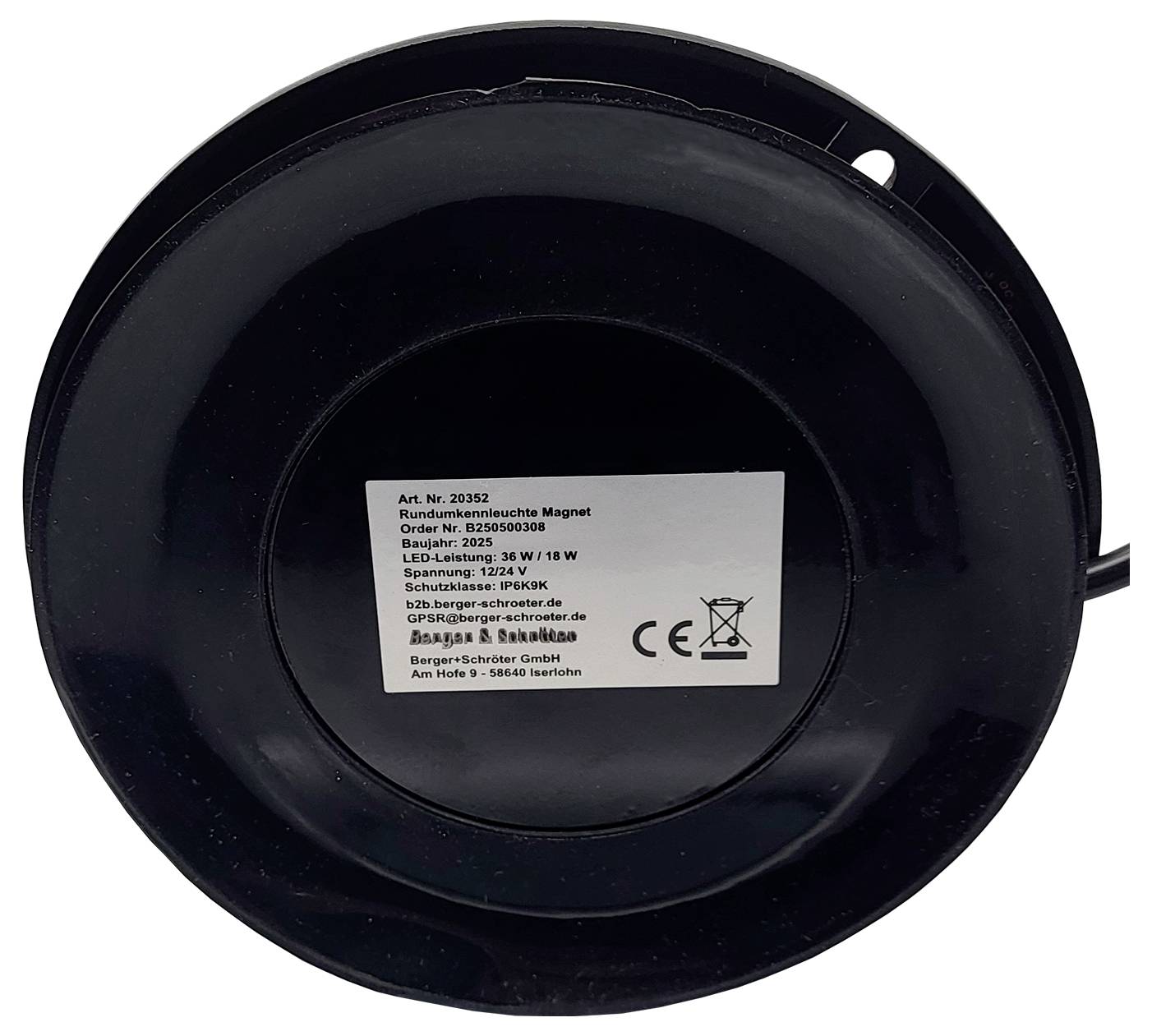 Berger & Schröter Gyrophare SM828-HH 12 V sur bloc d'alimentation montage fixe, pied magnétique orange