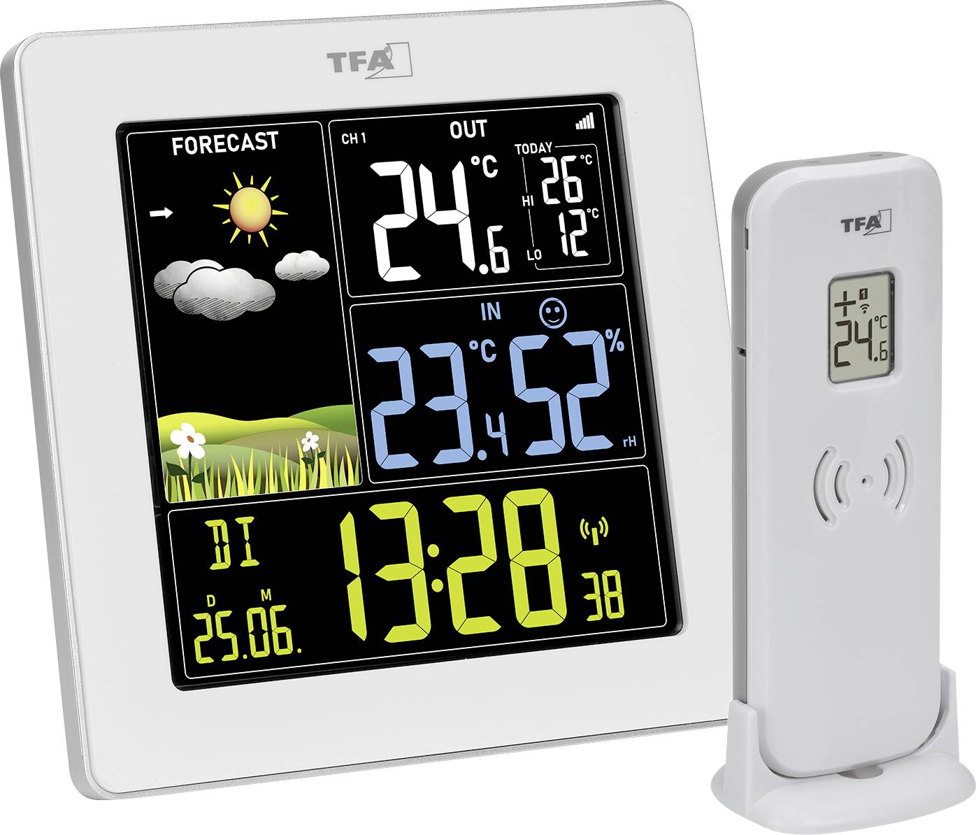 TFA Dostmann SUN 2 35.1174.02 Station météo radiopilotée Prévisions météorologiques 12 à 24 heures Nombre de capteurs max. 3 pc(s)
