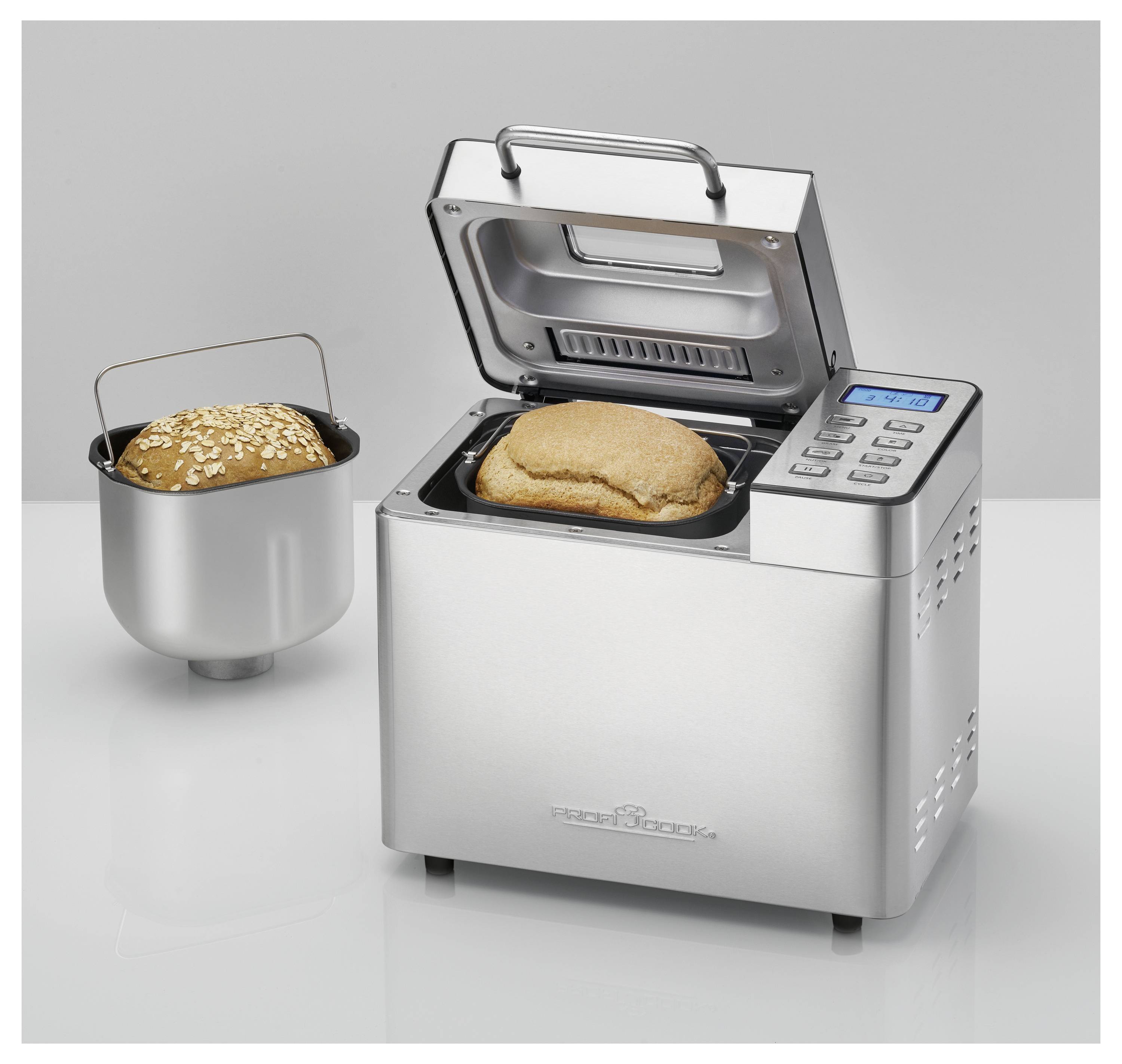 Profi Cook PC-BBA 1282 inox Machine à pain revêtement anti-adhésif, fonction minuteur 3.1 l acier inoxydable