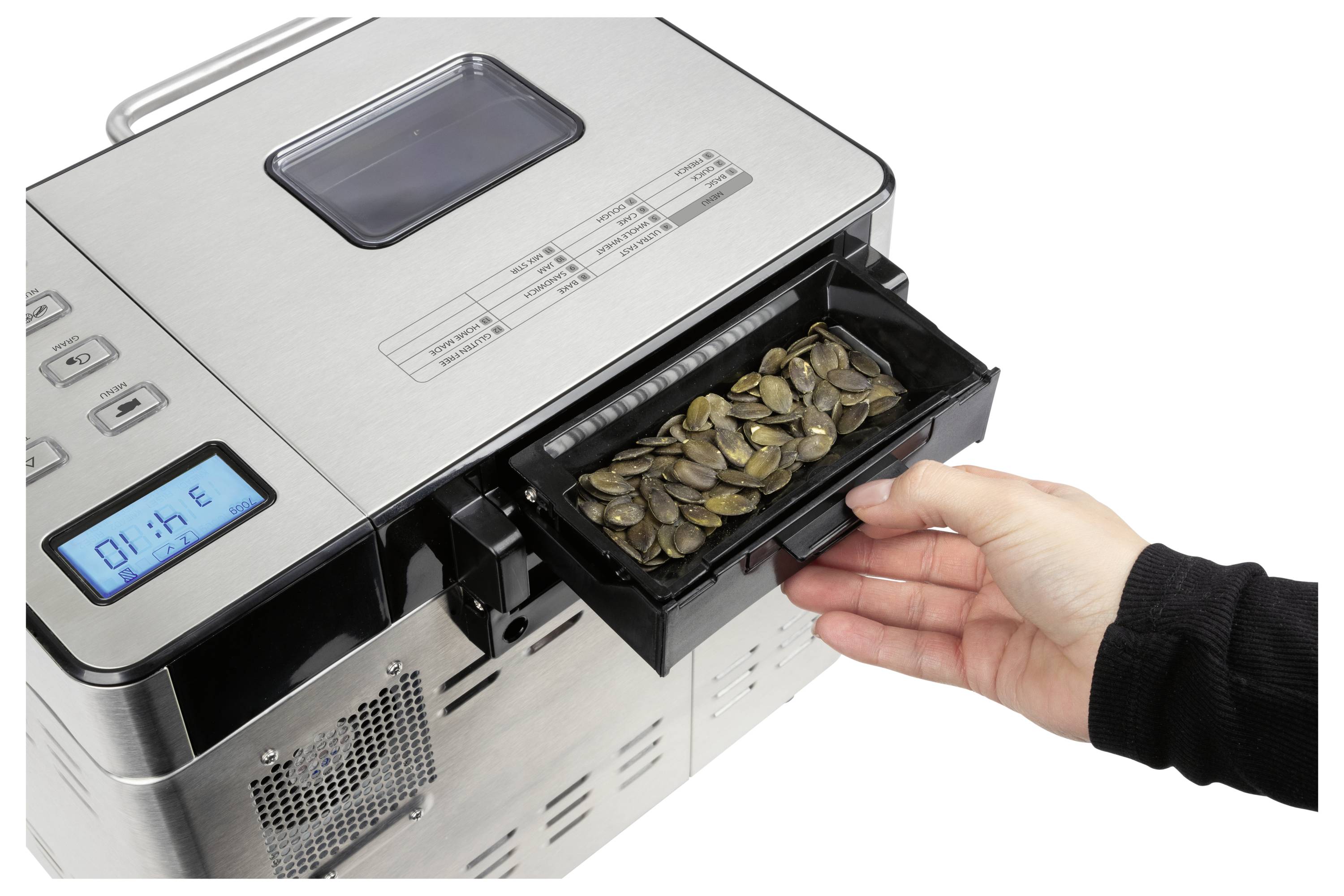 Profi Cook PC-BBA 1282 inox Machine à pain revêtement anti-adhésif, fonction minuteur 3.1 l acier inoxydable