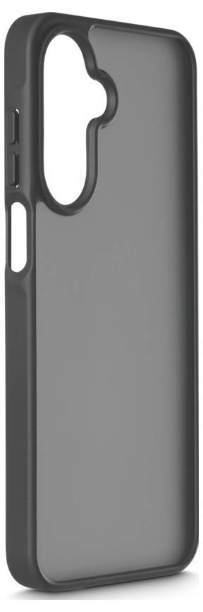 Un étui de téléphone noir transparent avec des découpes précises pour les boutons et l'appareil photo, conçu pour offrir une protection et un aspect élégant.