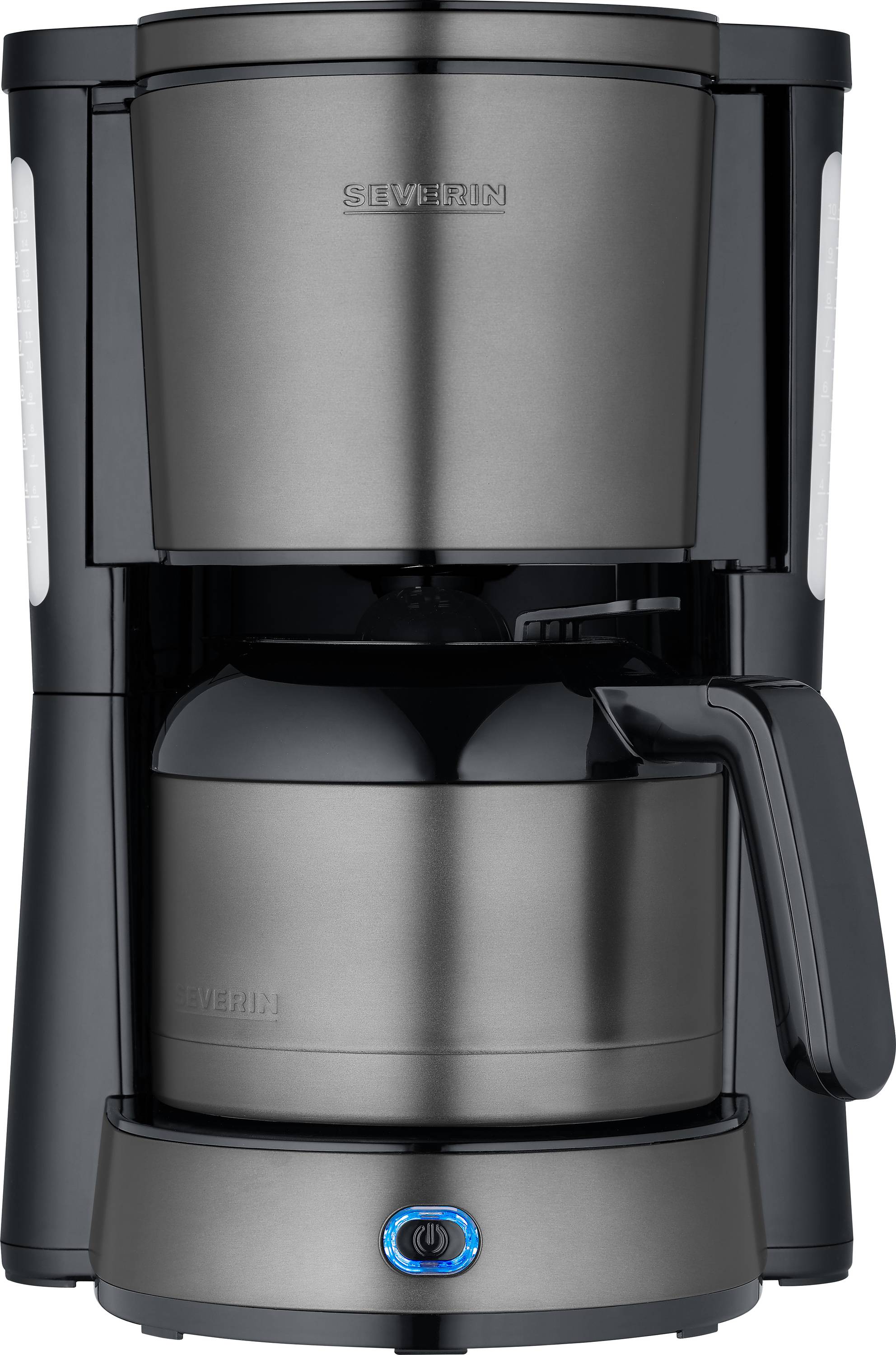 Severin 9343 Cafetière acier, noir Nombre de tasse=8 minuteur, avec fonction café filtre