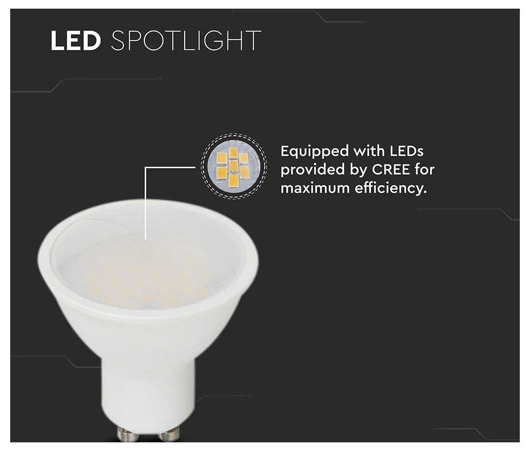 V-TAC 218806 LED SMD CEE F (A - G) GU10 10 W = 70 W blanc