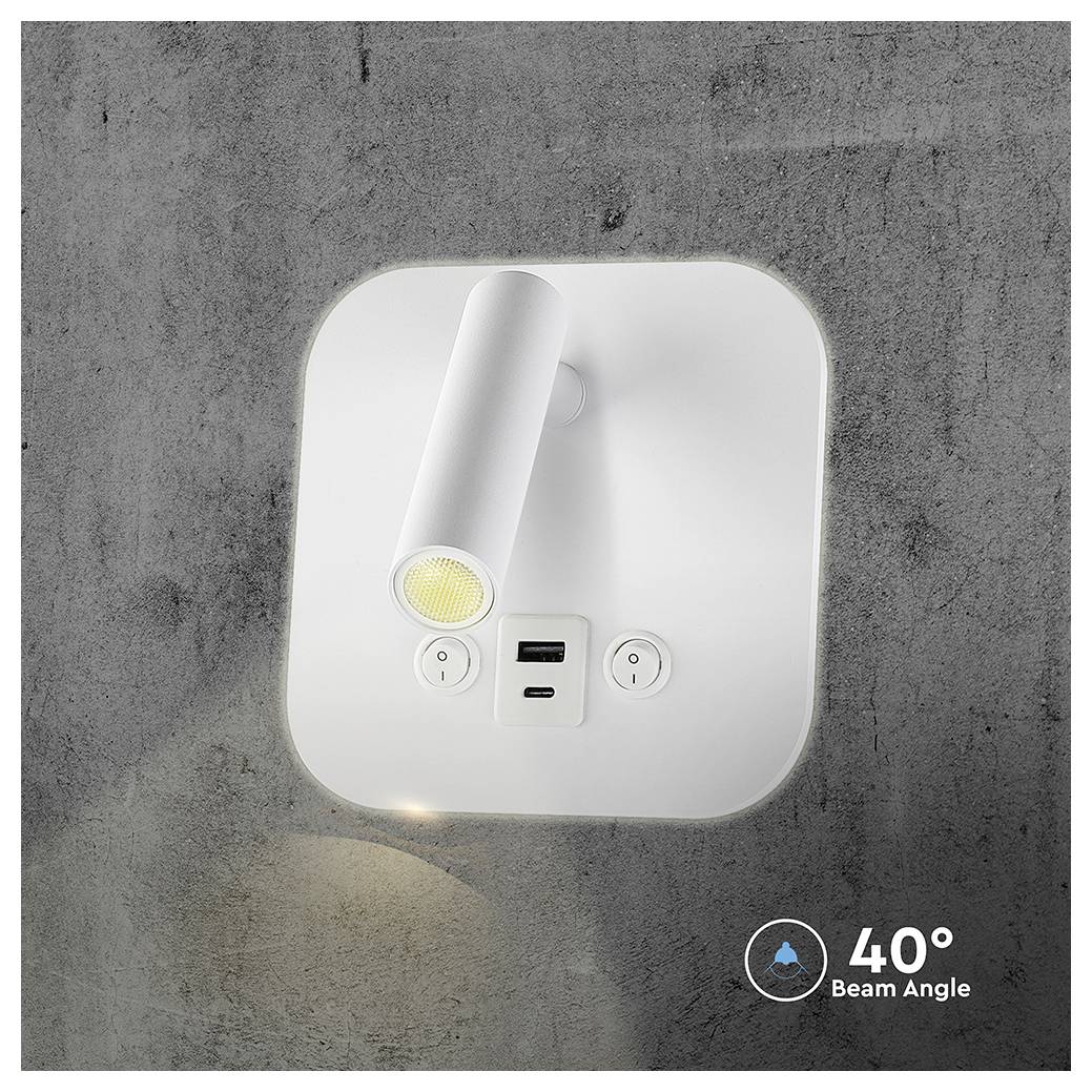 V-TAC 240026 Lampe de chevet 8 W blanc chaud CEE: F (A - G)