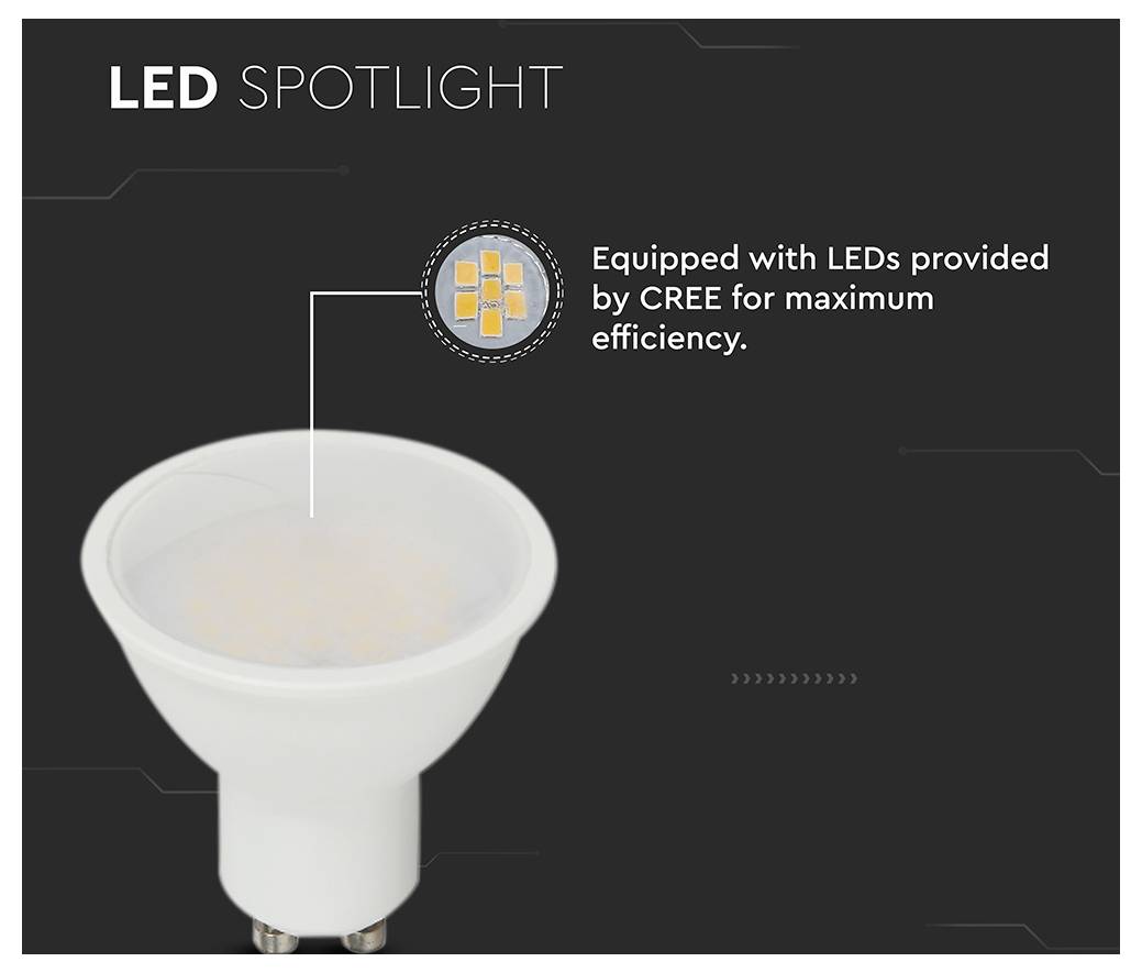 V-TAC 21201-6 LED SMD CEE F (A - G) GU10 4.5 W = 35 W blanc chaud