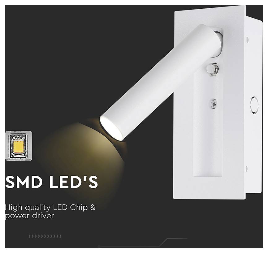 V-TAC 239986 Lampe de chevet 2 W blanc chaud CEE: G (A - G)