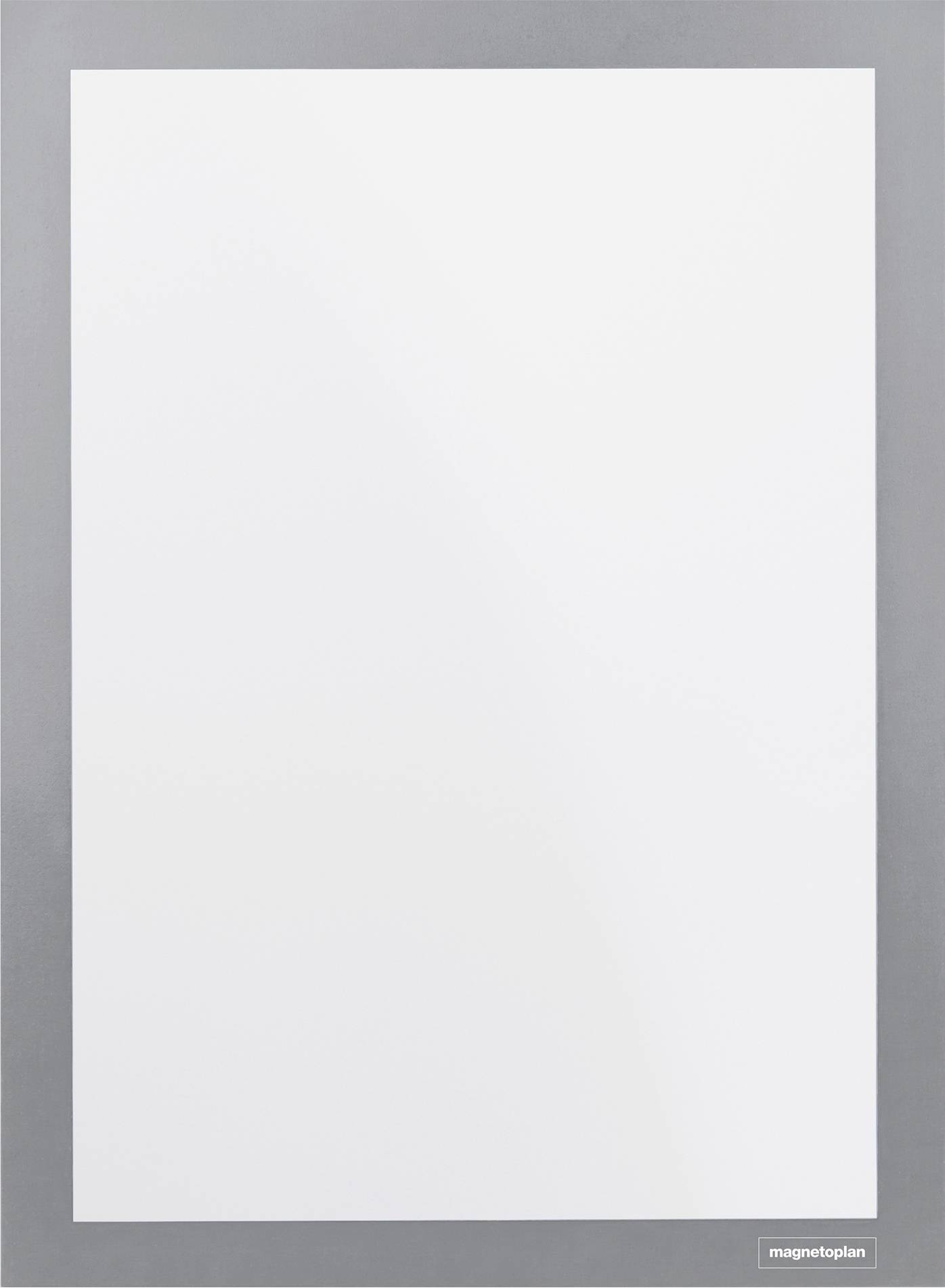 Un tableau blanc avec un cadre gris, présenté verticalement.