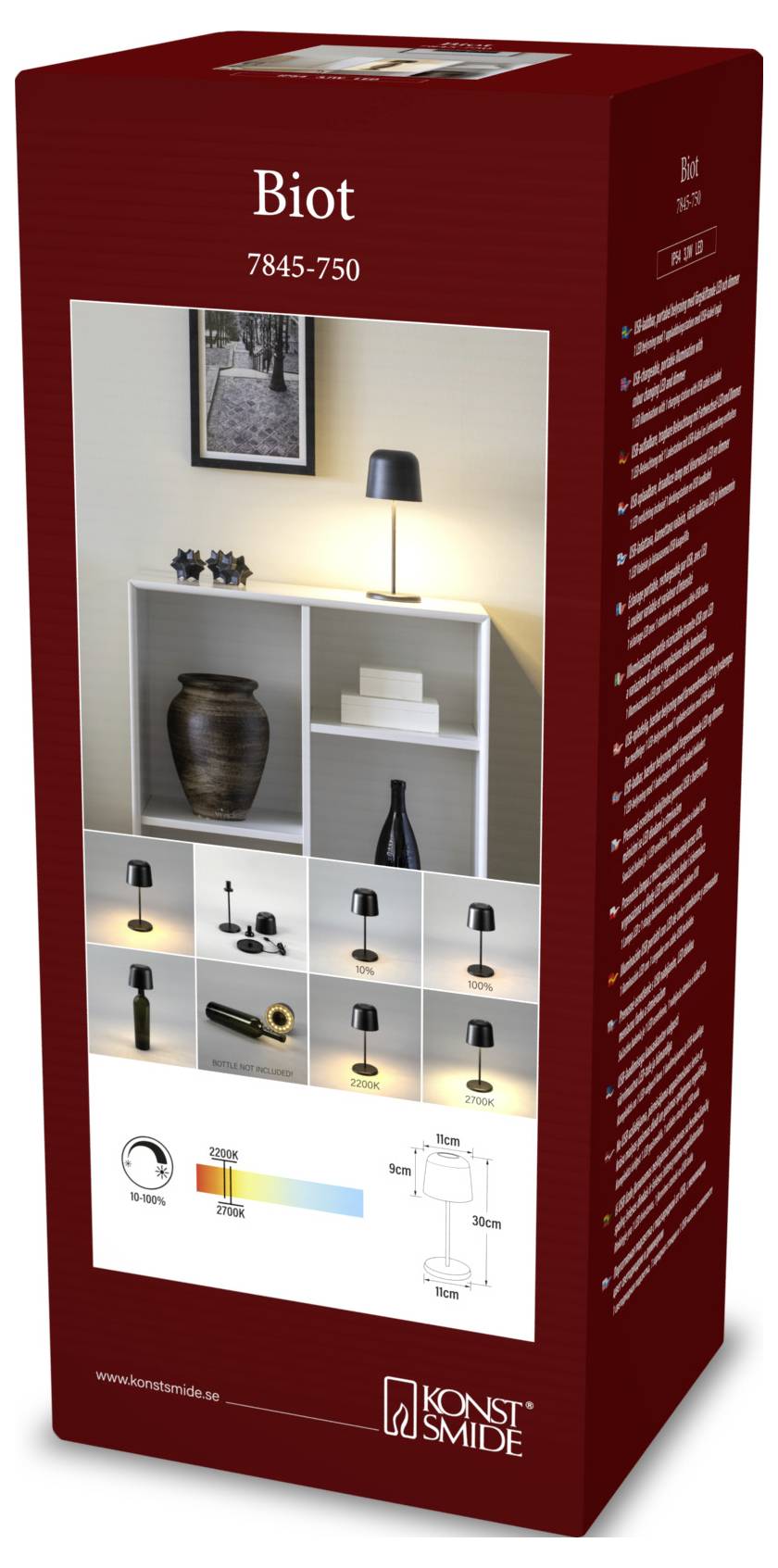 Konstsmide 7845-750 Biot Lampe de poche LED sans fil noir