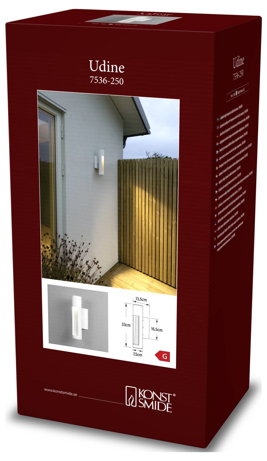 Konstsmide Udine 7536-250 Applique LED extérieure CEE: G (A - G) LED LED 12 W blanc