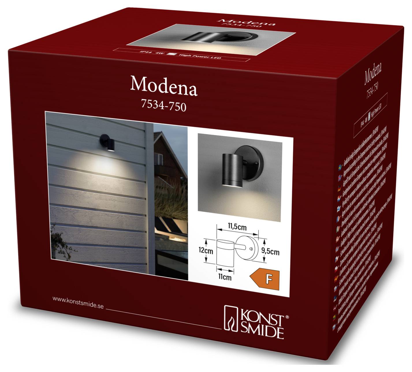 Konstsmide Modena 7534-750 Applique LED extérieure CEE: F (A - G) LED LED 4 W noir