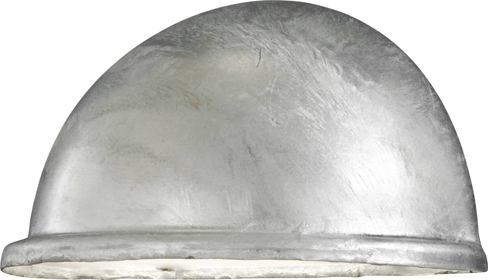 Une structure métallique en forme de dôme avec une surface lisse et un fini réfléchissant, présentant des variations de texture subtiles sur toute sa surface.