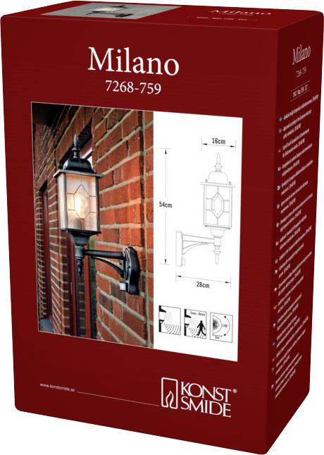 Konstsmide Milano 7268-759 Applique extérieure E27 75 W noir