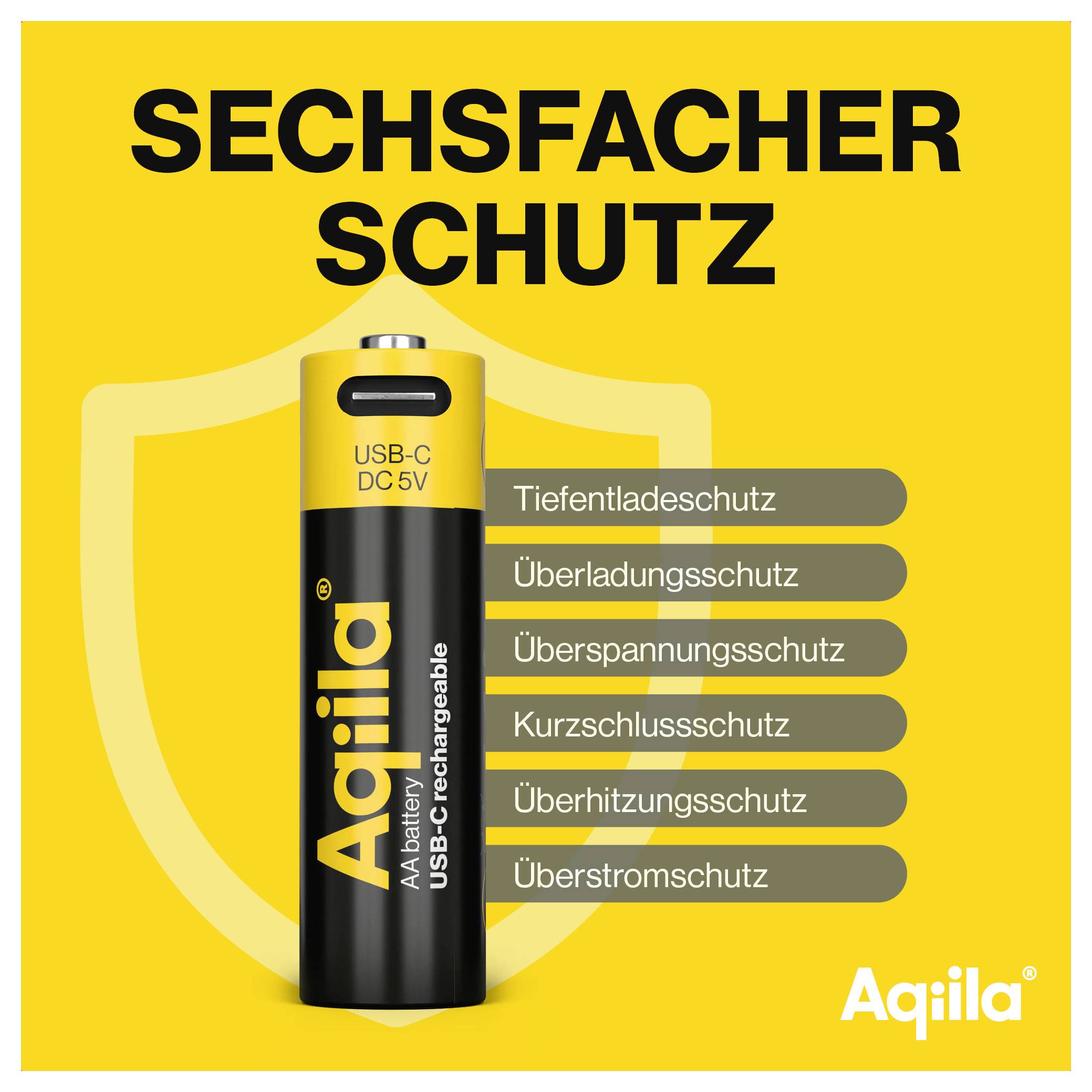 Aqiila AA Batterie USB-C® Li-Ion 2000 mAh 1.5 V 4 pc(s)