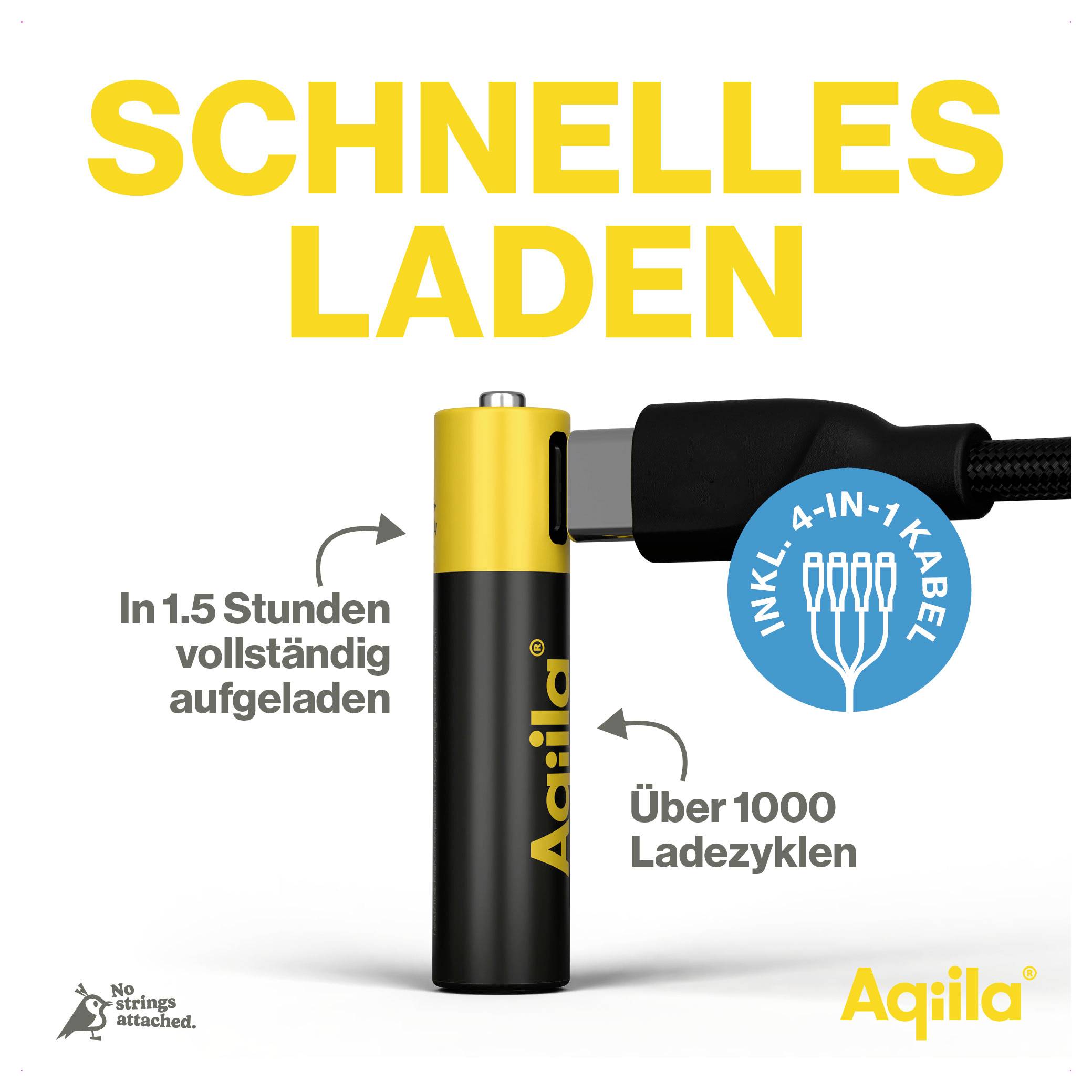 Aqiila AAA Batterie USB-C® Li-Ion 600 mAh 1.5 V 4 pc(s)