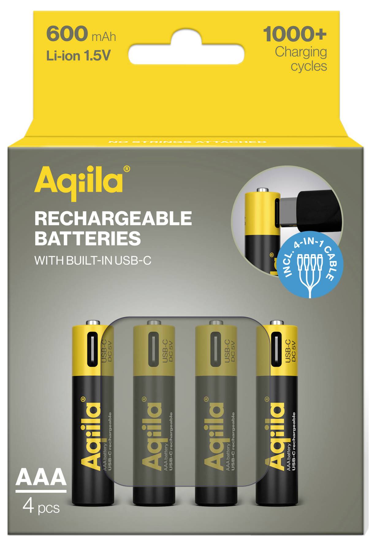 Aqiila AAA Batterie USB-C® Li-Ion 600 mAh 1.5 V 4 pc(s)