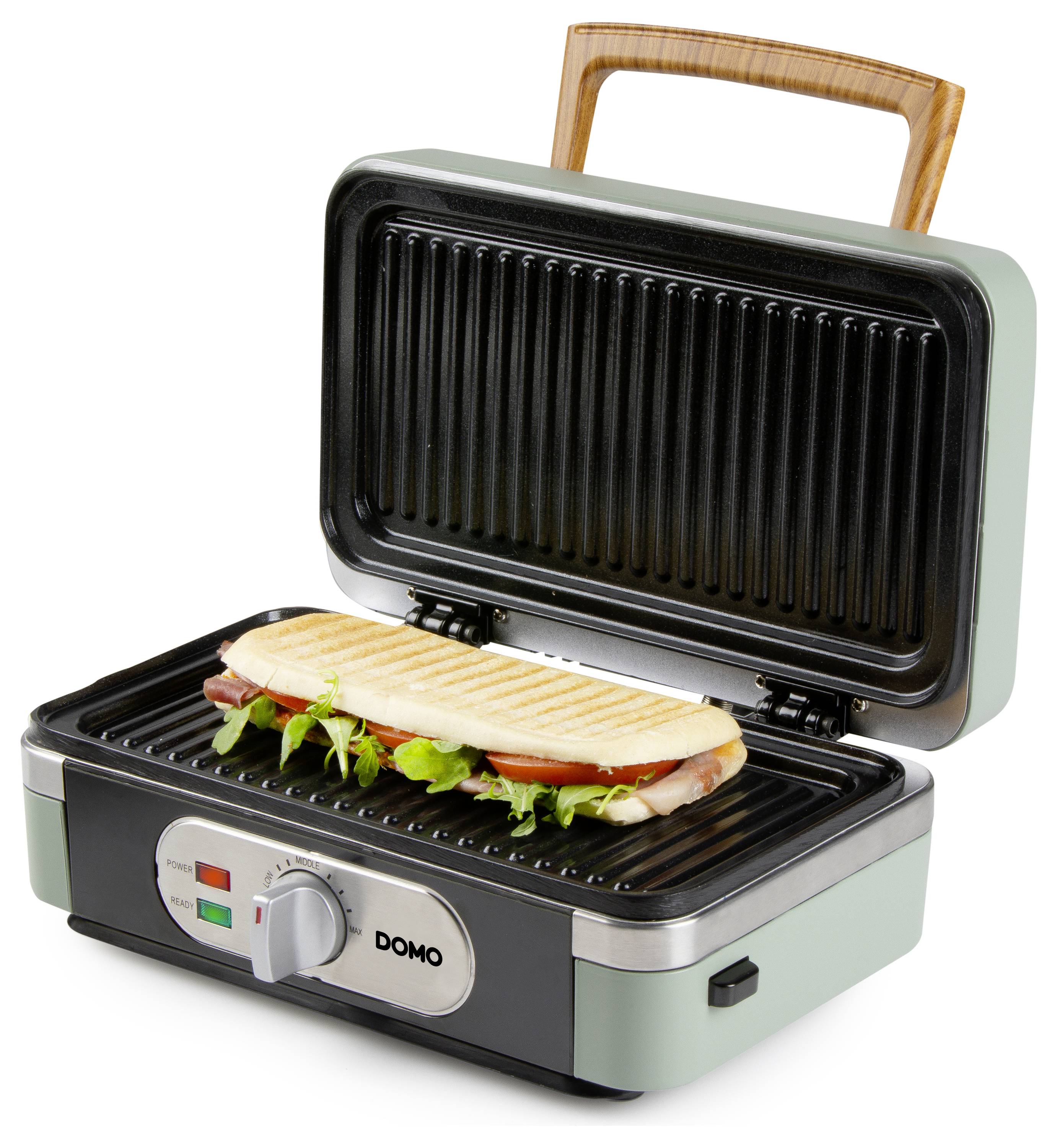 DOMO SANDWICH-WAFFLE-GRILL 3-IN-1 Gaufrier vert cendré