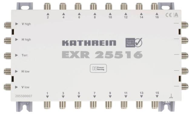 Kathrein EXR 25516 Commutateur multiple SAT Entrées (commutateur multiple): 5 (4 SAT/1 terrestre) Nombre d'abonnés: 16 fonction