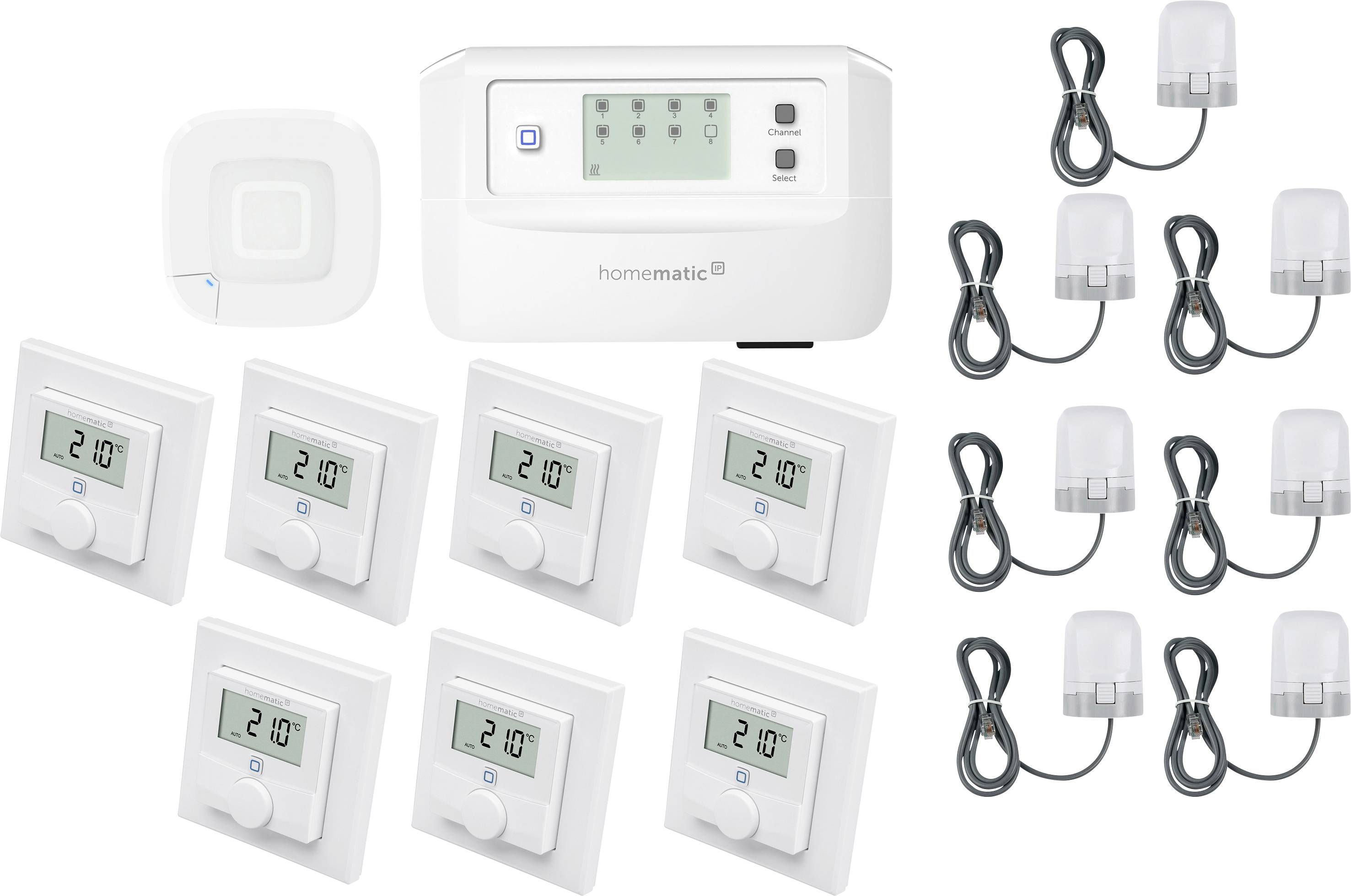 Homematic IP Kit de démarrage chauffage a usol HmIP-HAP2+HmIP-FALMOT-C8+HmIP-WTH-1+HmIP-VDMOT