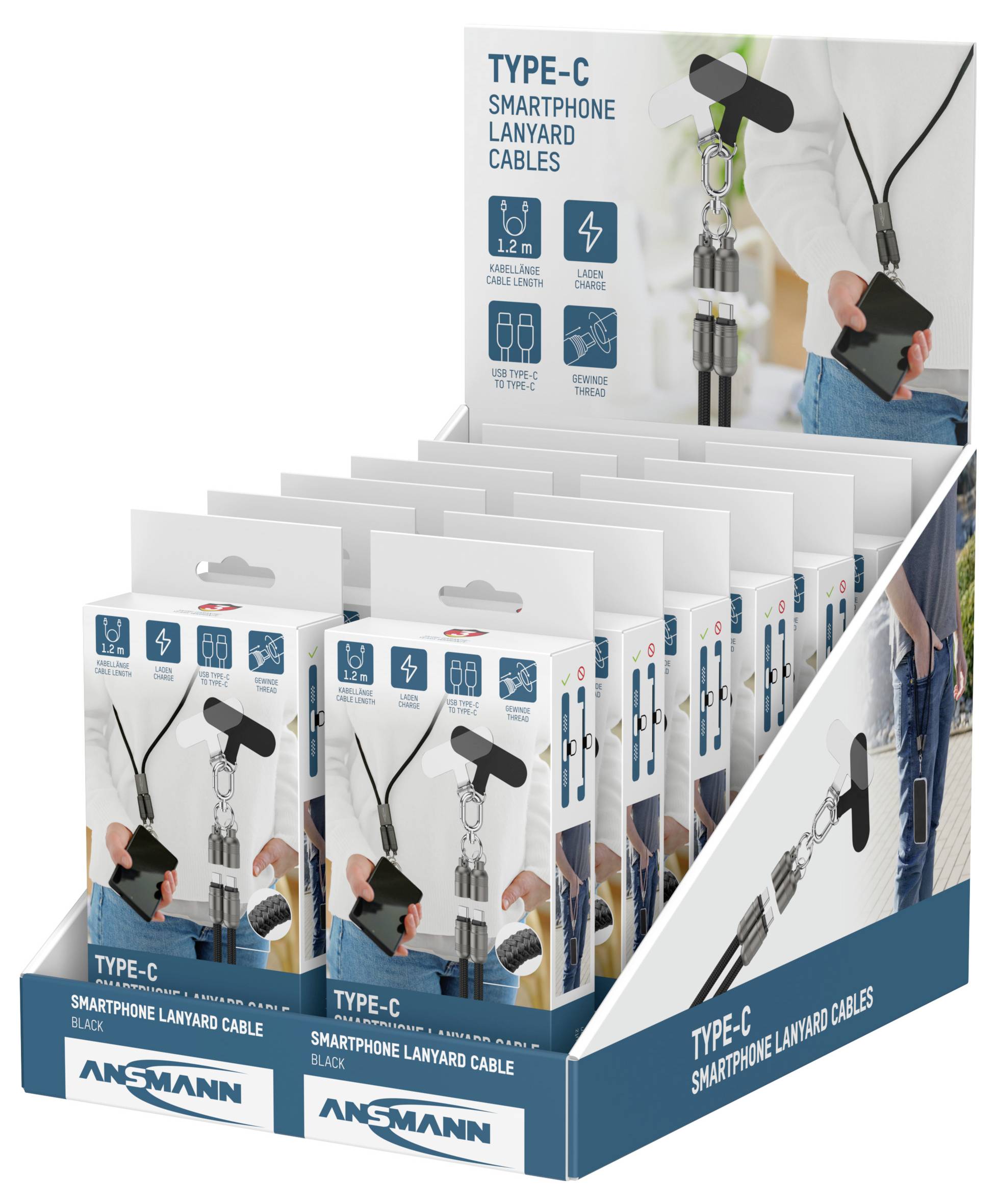 Ansmann Câble USB-C USB-C® mâle 1.2 m noir 1700-0190