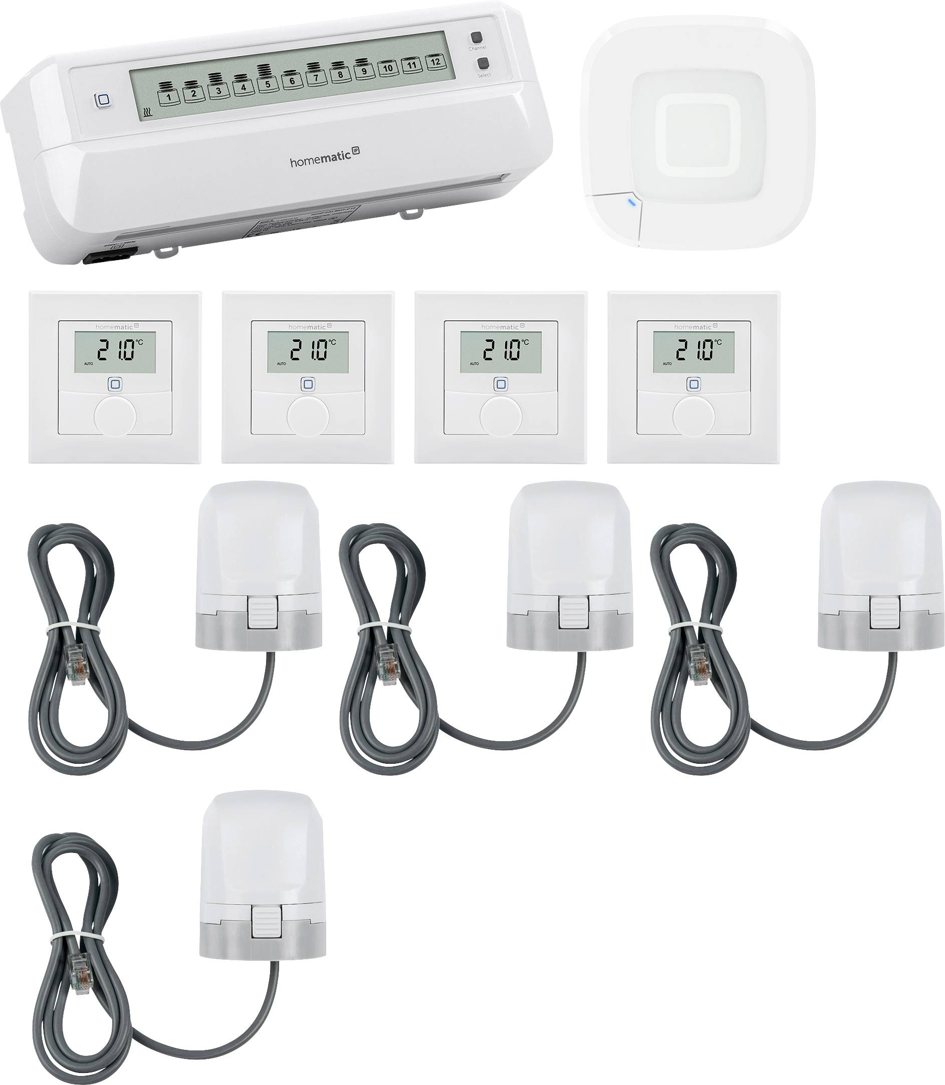 Homematic IP Kit de démarrage chauffage a usol, Point d'accès, Actionneur, Thermostat mural