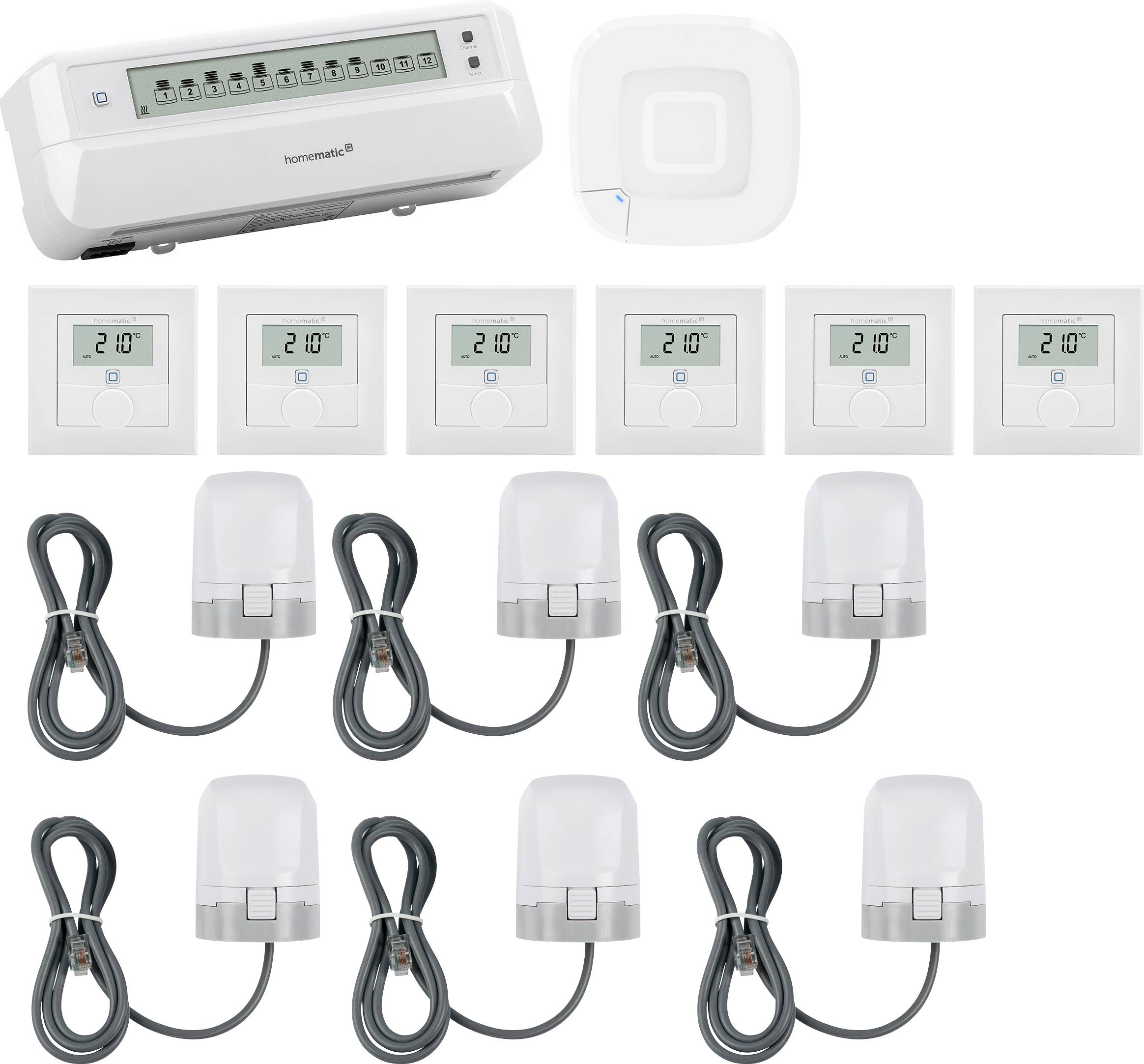 Homematic IP Kit de démarrage chauffage a usol, Point d'accès, Actionneur, Thermostat mural