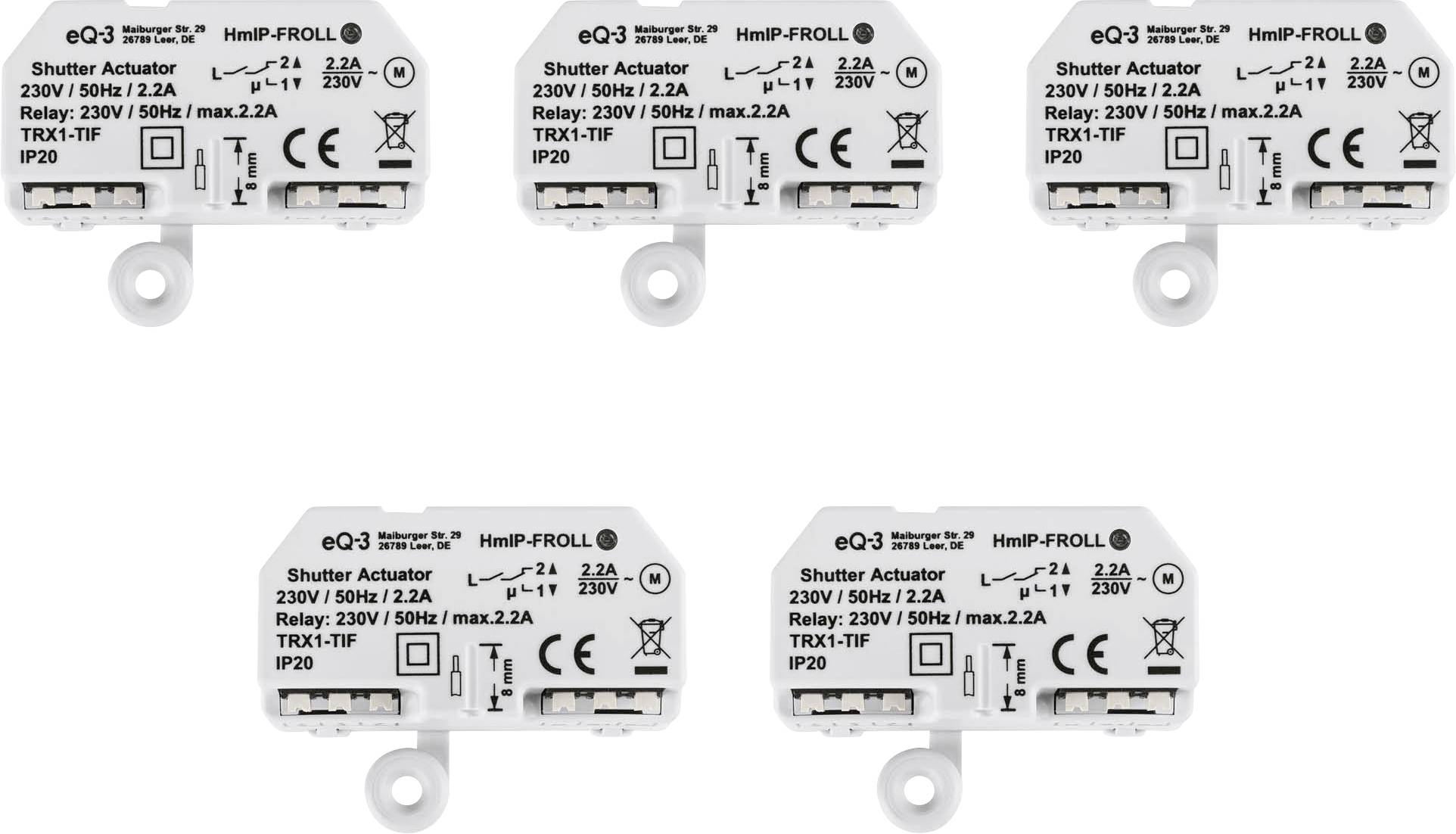 Homematic IP sans fil Actionneur de volet roulant HmIP-FROLL - Set de 5