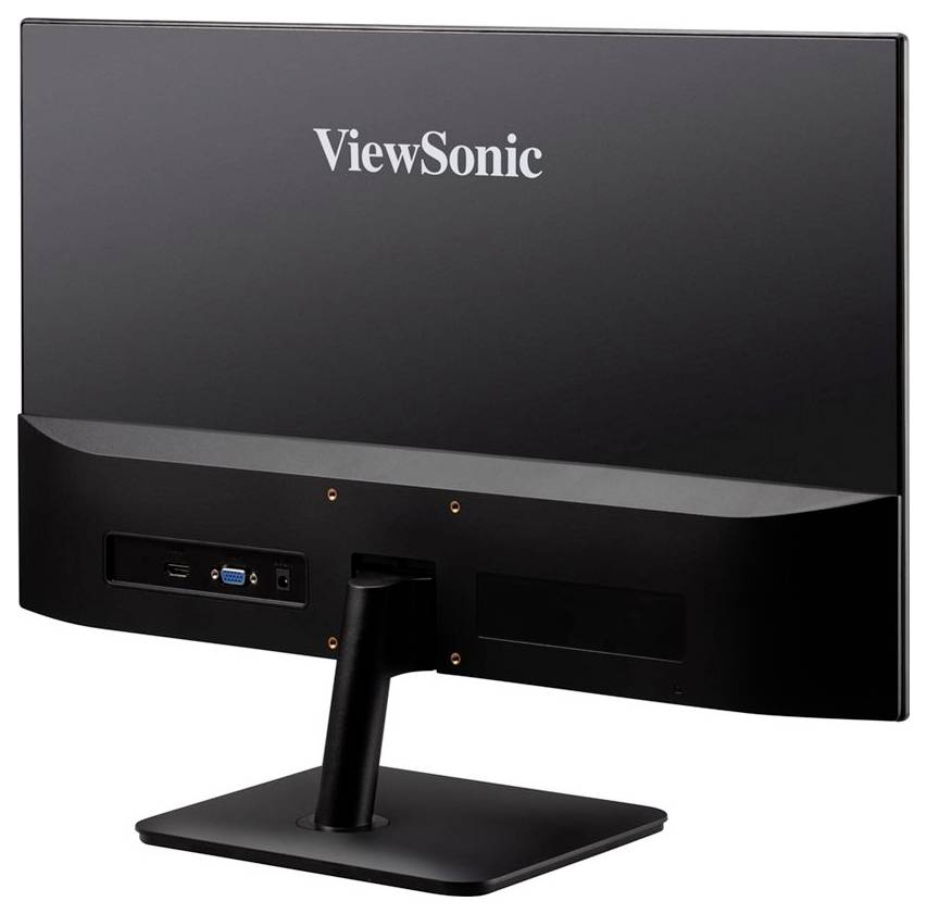« Arrière d'un écran d'ordinateur ViewSonic montrant les ports et le socle. »
