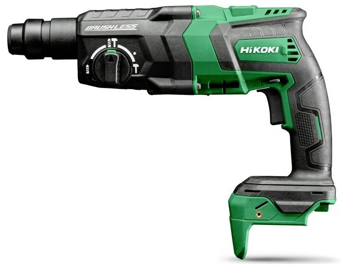 Un perceuse sans fil verte et noire avec une poignée latérale, portant l'étiquette « BRUSHLESS ».