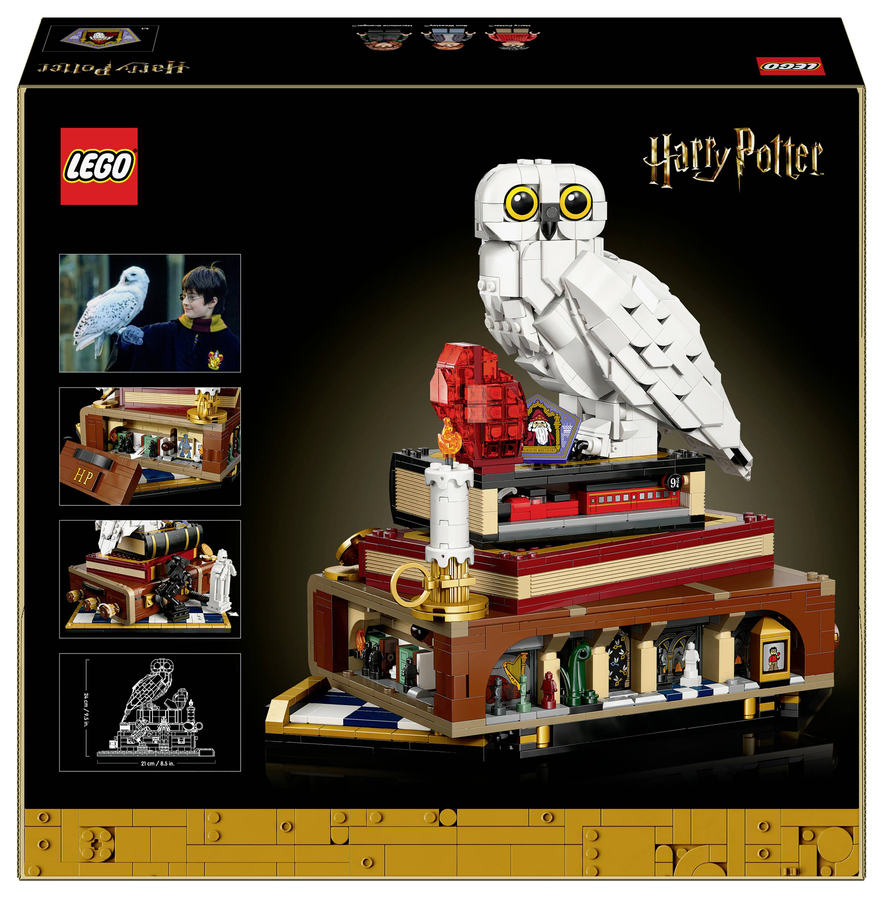 La boîte de l'ensemble représente un modèle sur le thème de Harry Potter. La construction principale présente Hedwig la chouette au-dessus de compartiments détaillés.
